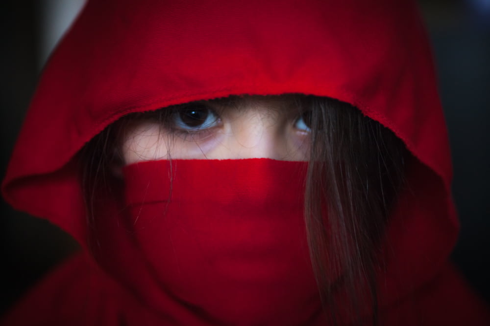 red, women, eyes, portrait, photo, people, female, close-up, costume, ojos, human Face, 480P, ninja, red Ninja, close, HD Wallpaper