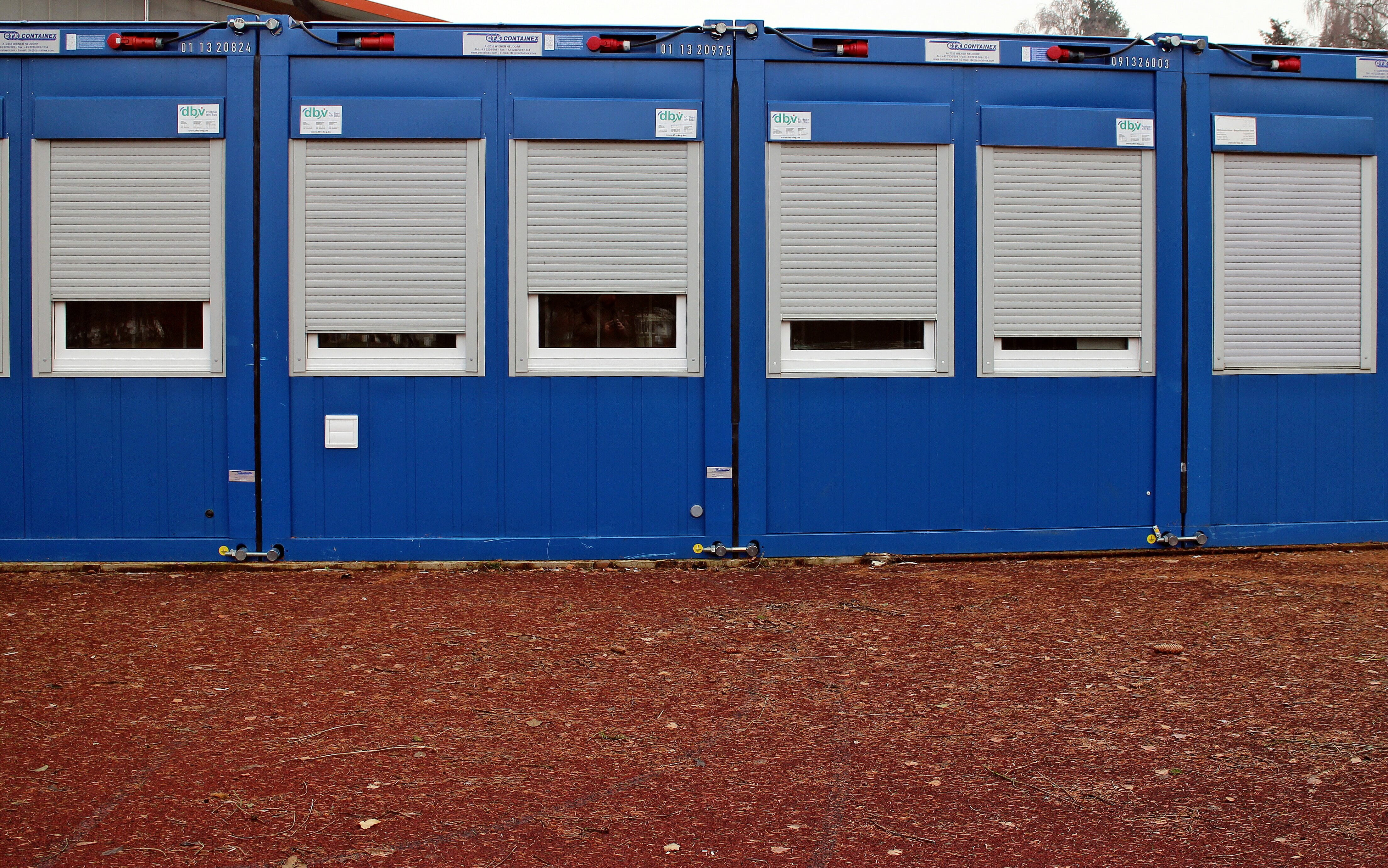 quick container of construction of, shed, entrance, closed, protection, construction site containers, blinds, ground, mobile, full frame, no people, building exterior, HD Wallpaper