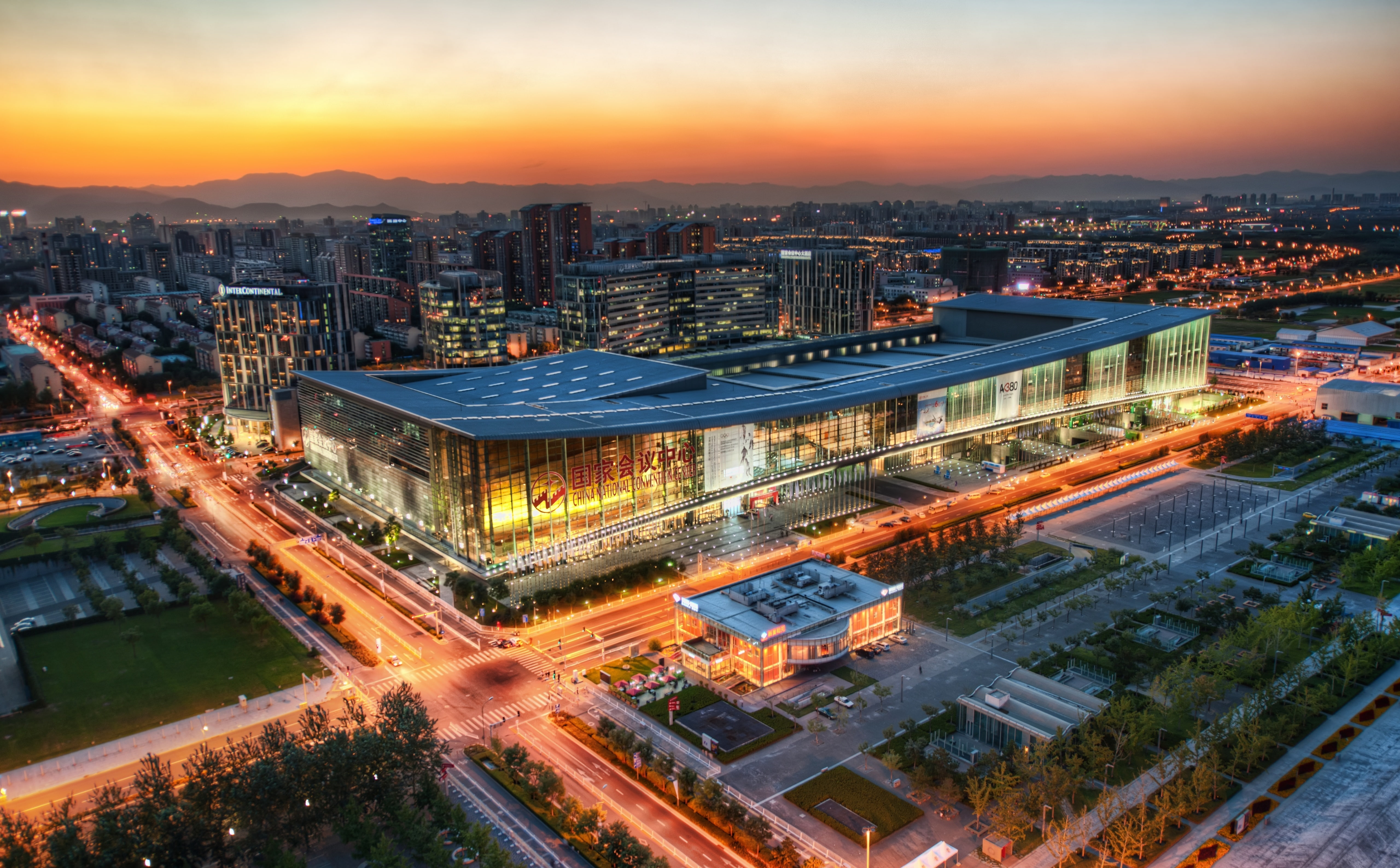 nature, night, high angle view, gray, cncc, center, crowd, building, sunset, beijing, sky, building exterior, crowded, built structure, aerial view, convention, HD Wallpaper