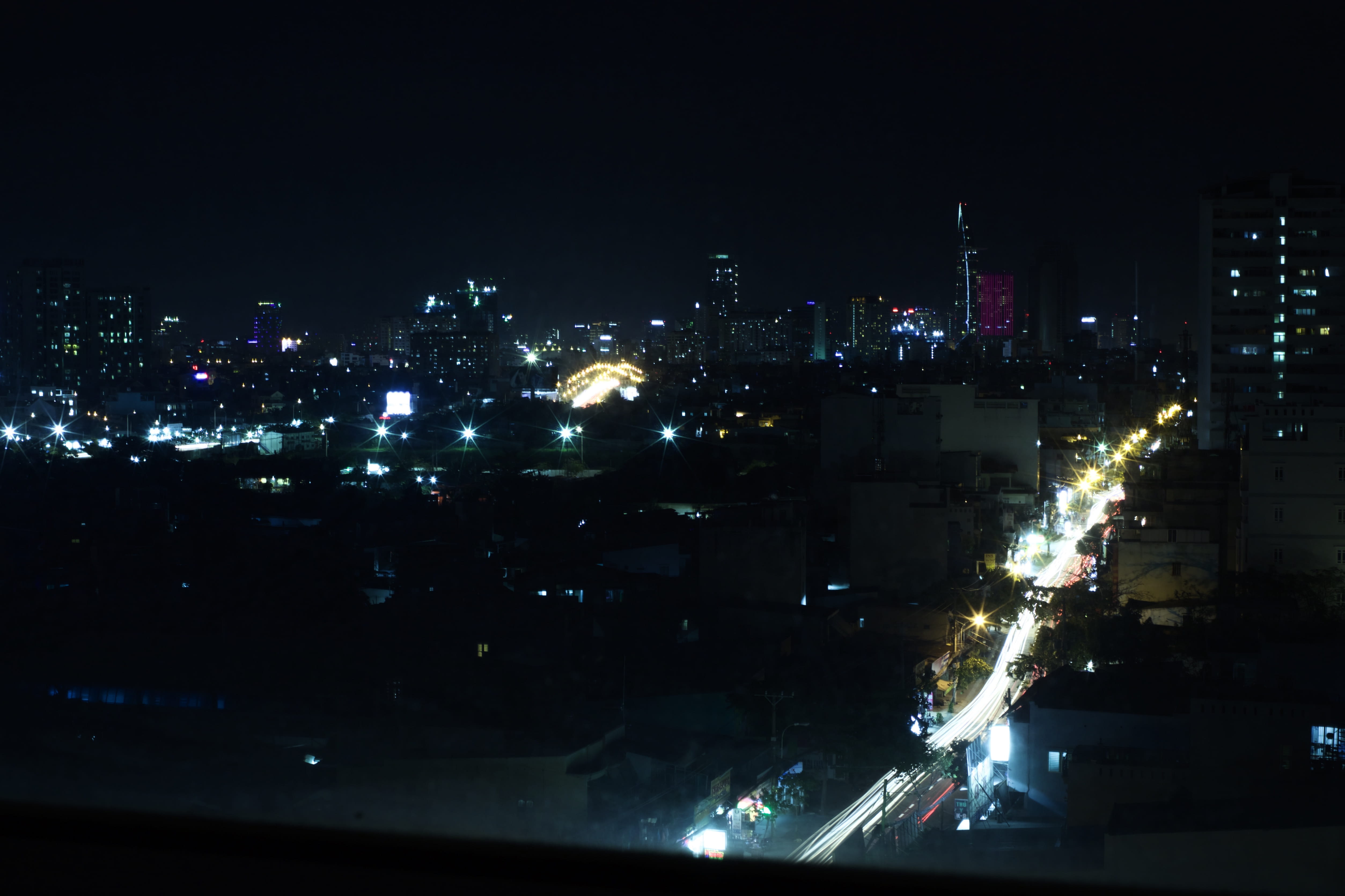 cityscape, residential district, ho chi minh city, motion, skyscraper, illuminated, nature, outdoors, building exterior, saigon, asia, flow, built structure, HD Wallpaper