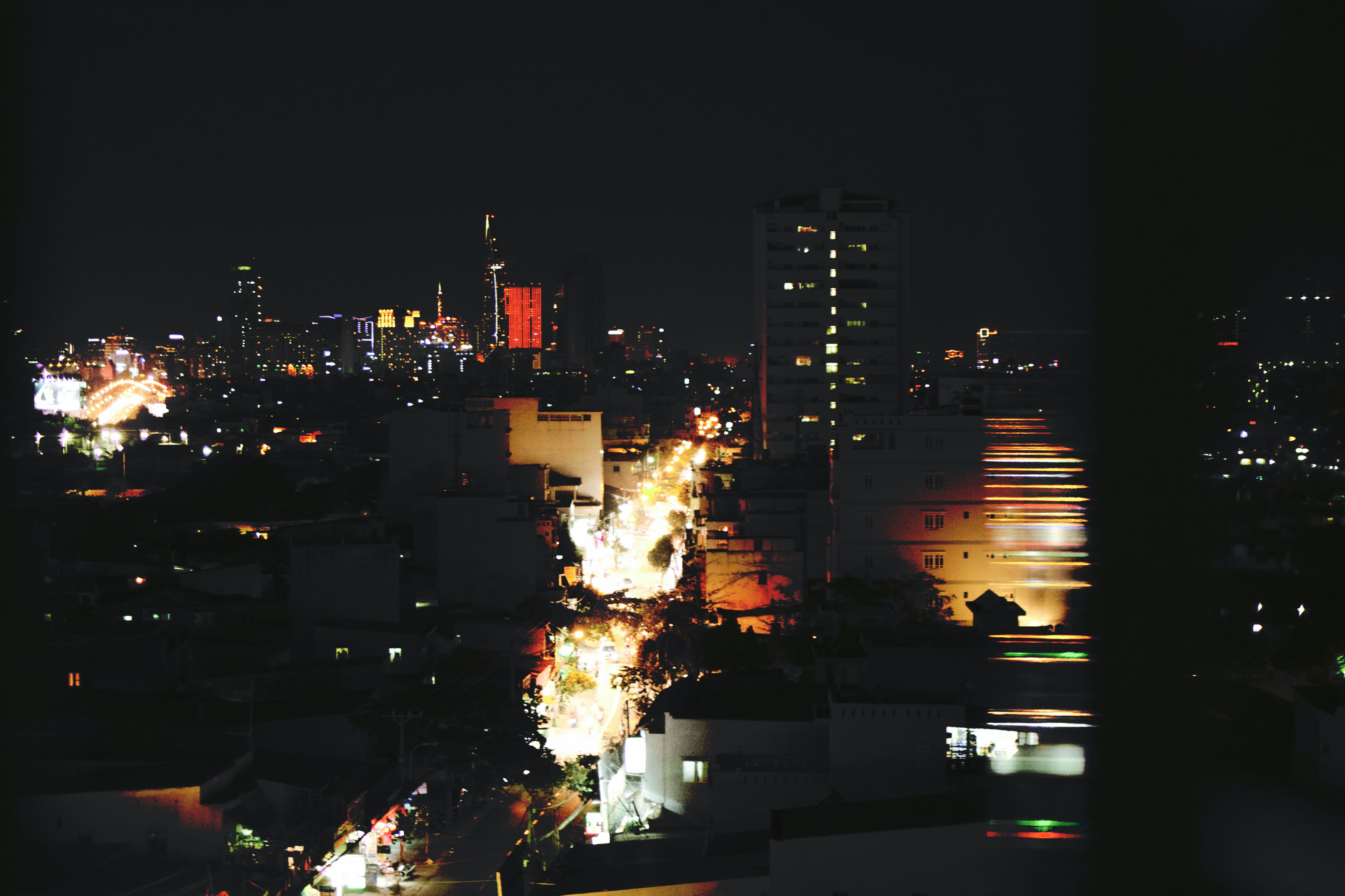saigon, city life, financial district, building exterior, outdoors, tall - high, skyscraper, vietnam, cityscape, sky, city, asia, glowing, ho chi minh city, HD Wallpaper