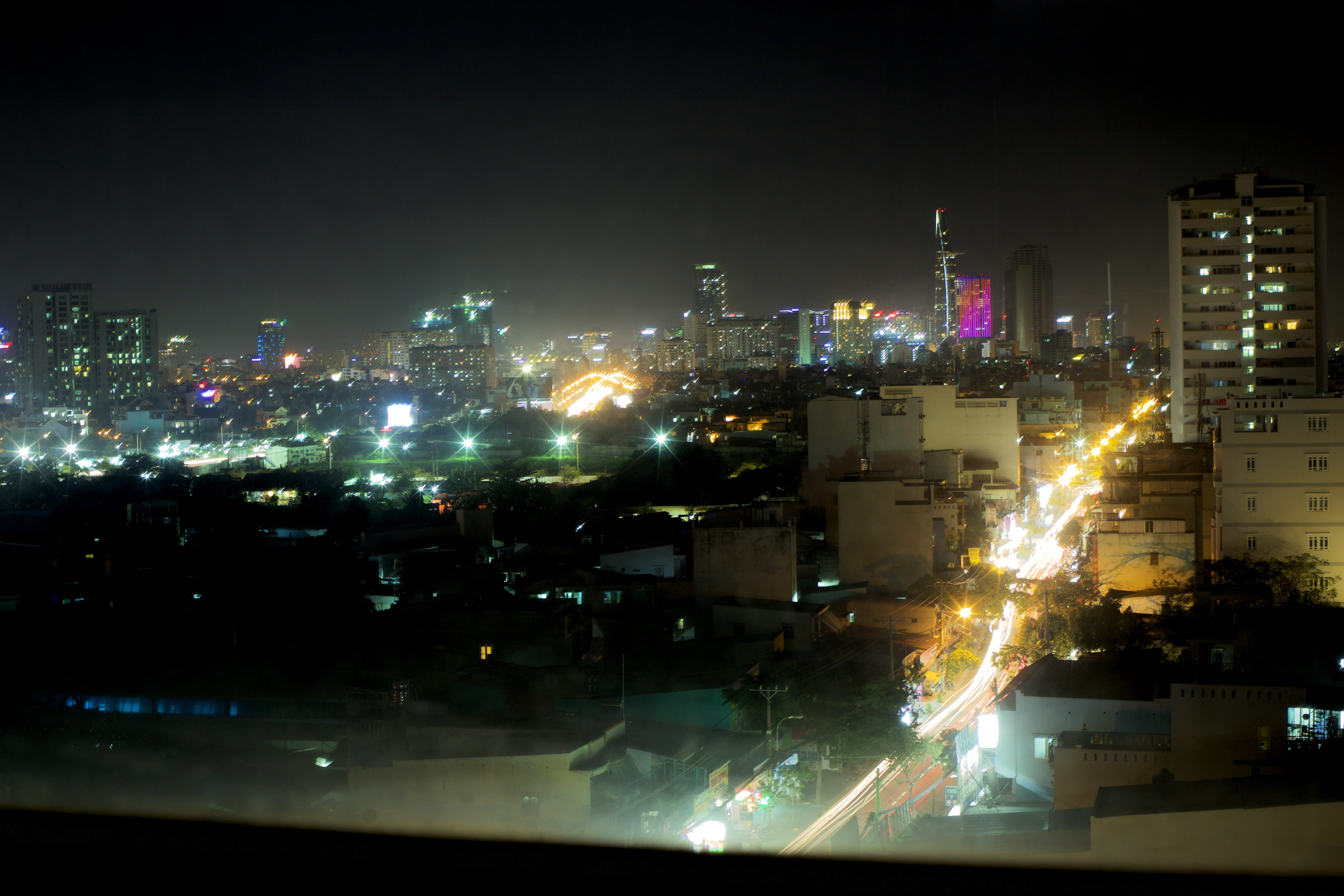 saigon, no people, illuminated, cityscape, outdoors, office building exterior, landscape, sky, south east asia, pollution, ho chi minh city, glowing, city life, HD Wallpaper