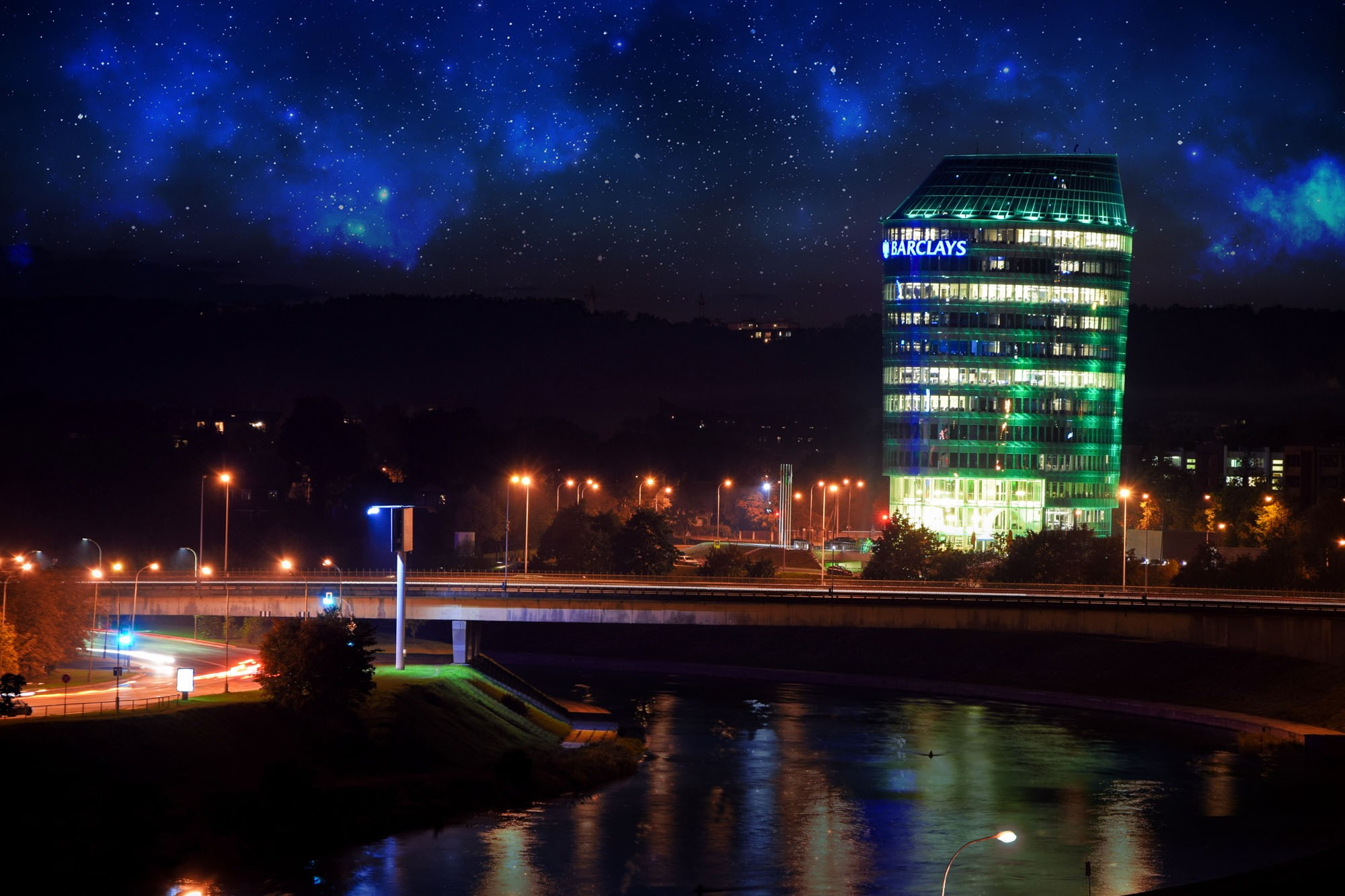 Vilnius, nebula, 1080P, evening, city, photo manipulation, space, long exposure, HD Wallpaper