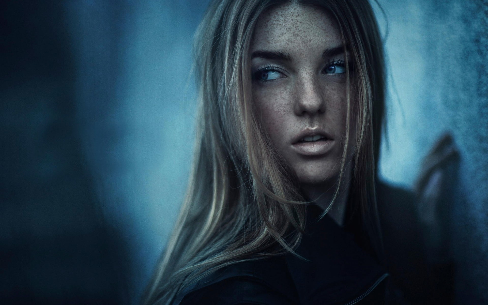 blond hair, adult, sadness, young adult, hair, looking, blonde, 1080P, freckles, headshot, long hair, women, front view, portrait, contemplation, indoors, HD Wallpaper