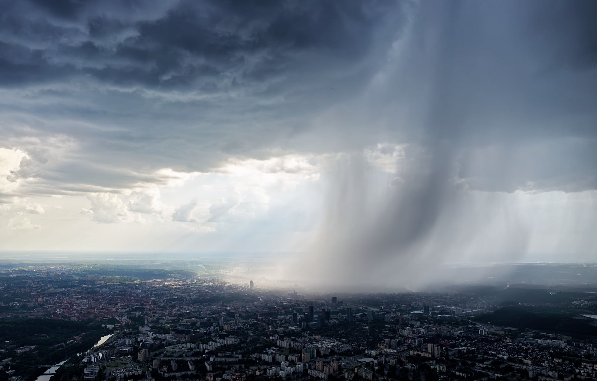 dark, Vilnius, sky, cityscape, 1080P, clouds, HD Wallpaper