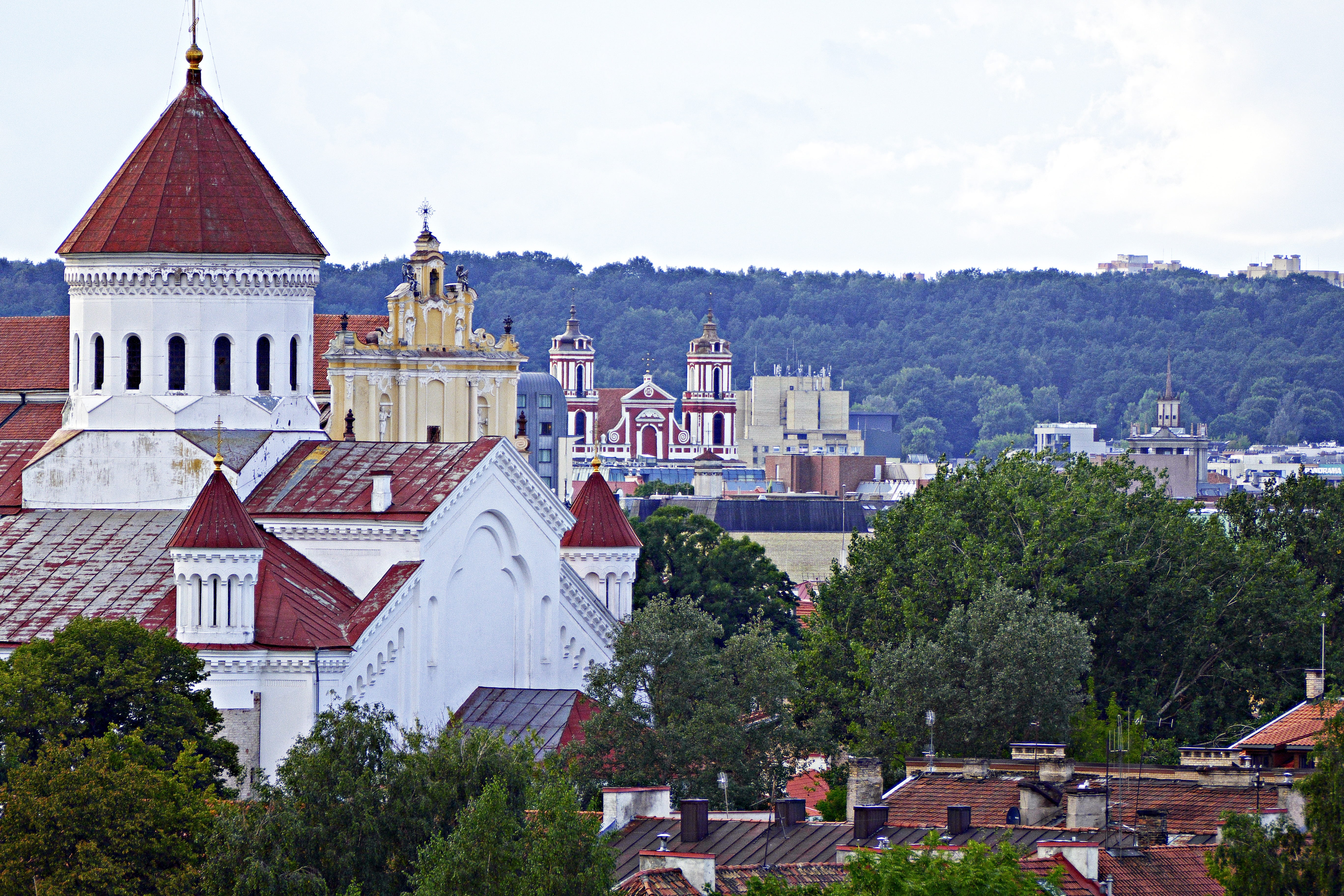 tree, built structure, house, architecture, town center, baltic states, view, travel destinations, downtown, city view, religion, plant, history, center, HD Wallpaper