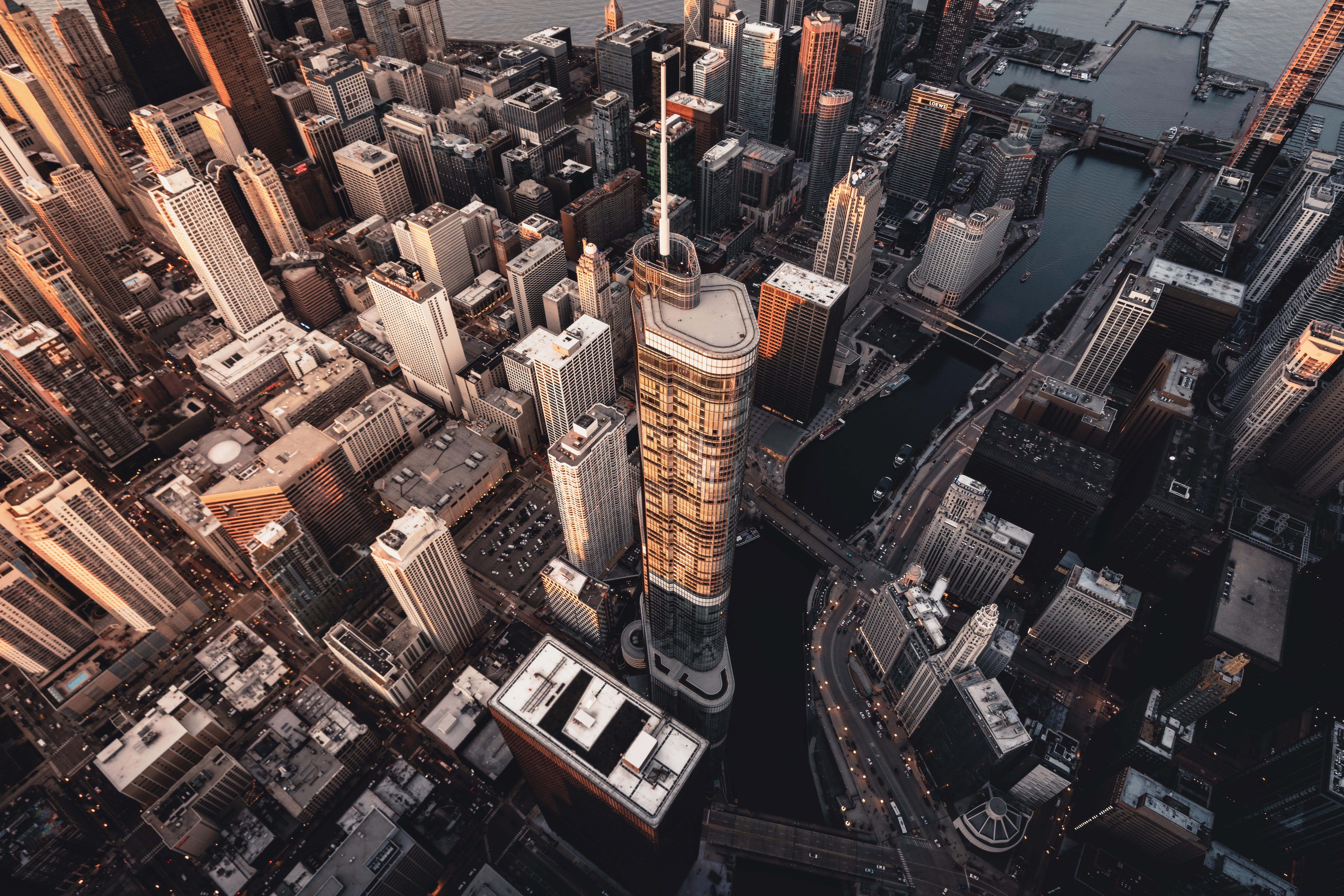 building exterior, office building exterior, travel, building, architecture, buildings, vehicles, city, urban photography, downtown chicago, financial district, HD Wallpaper