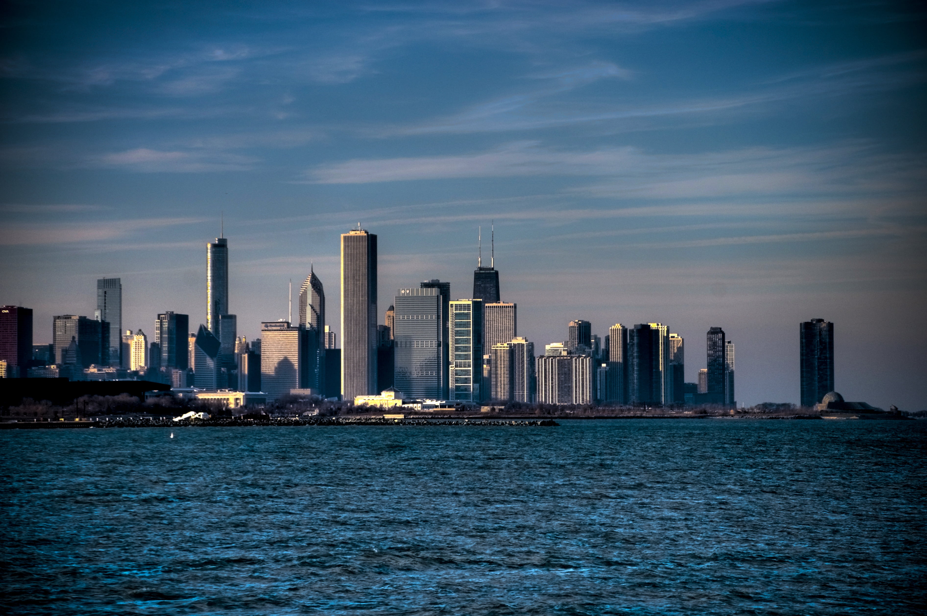 building, travel, built Structure, blue, reflection, travel Destinations, no People, tall - High, water, bay Of Water, skyscrapers, cityscape, waterfront, HD Wallpaper