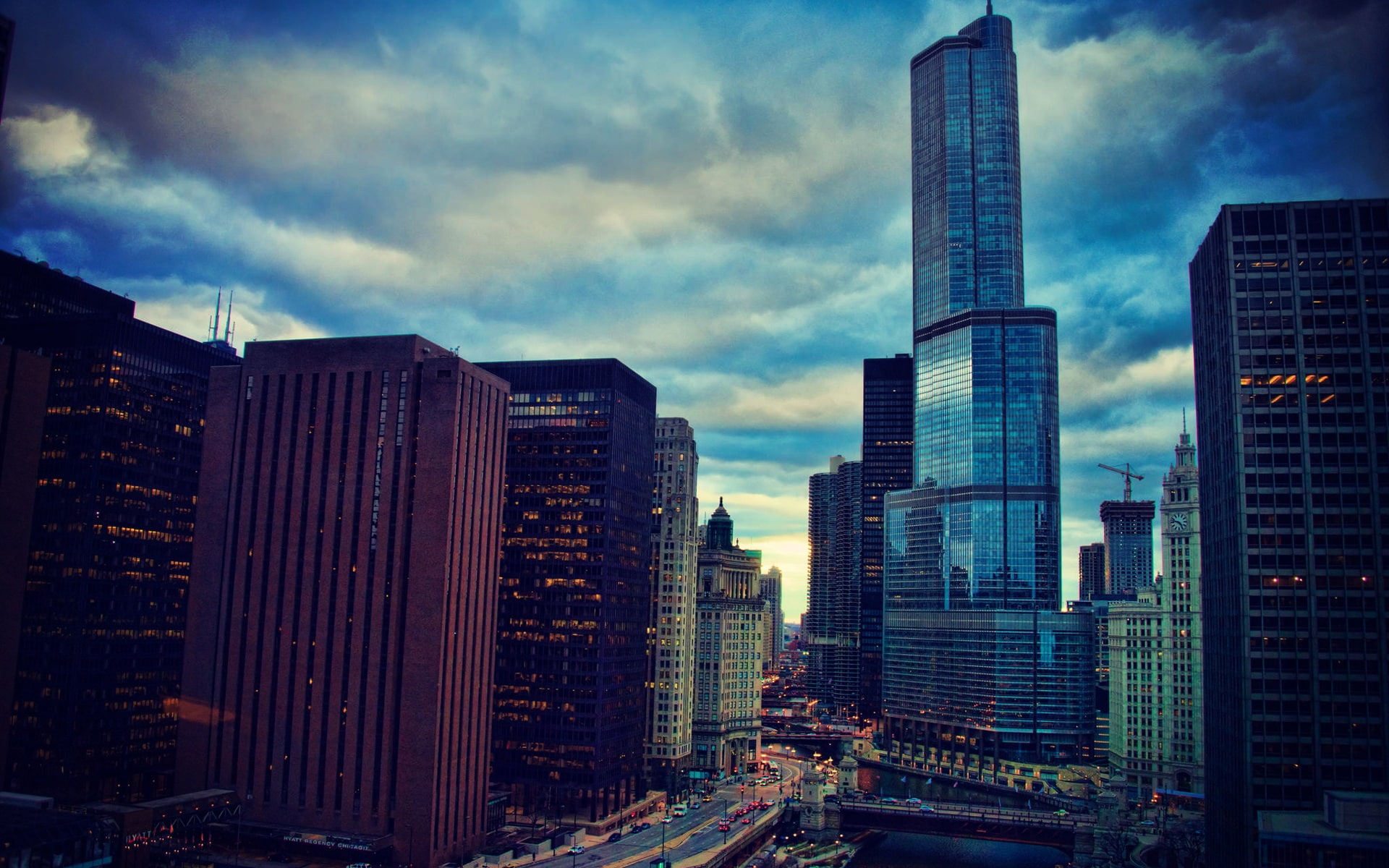 City, River, Chicago, 1080P, Lights, Illinois, Skyscrapers, Night, HD Wallpaper