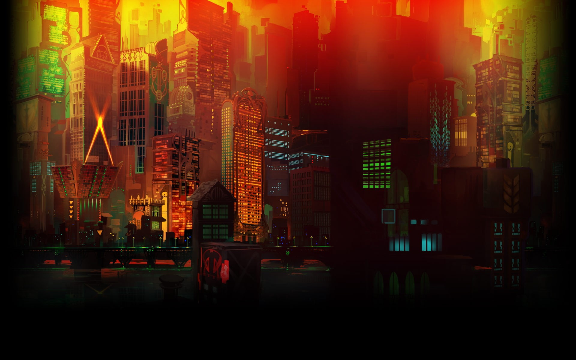 Transistor, cityscape, 1080P, HD Wallpaper