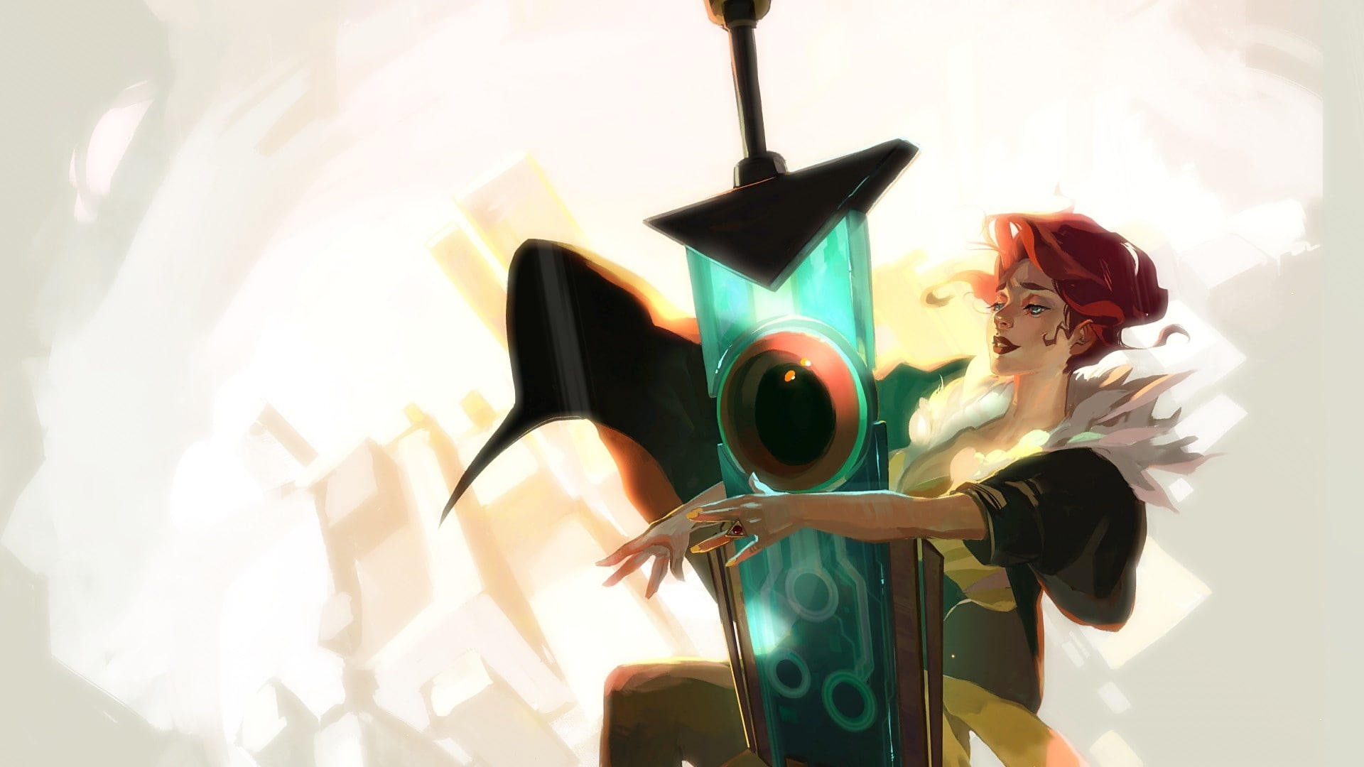 waist up, art and craft, toy, human representation, side view, representation, 1080P, nature, leisure activity, transistor, artwork, one person, red, big sword, HD Wallpaper
