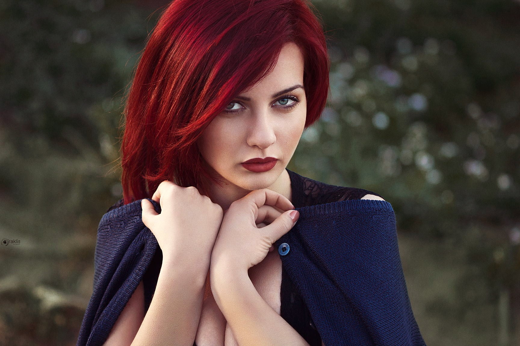 dyed red hair, model, top, goosebumps, one person, headshot, sleeveless, portrait, adult, fashion, beautiful people, young adult, red, hairstyle, 720P, HD Wallpaper