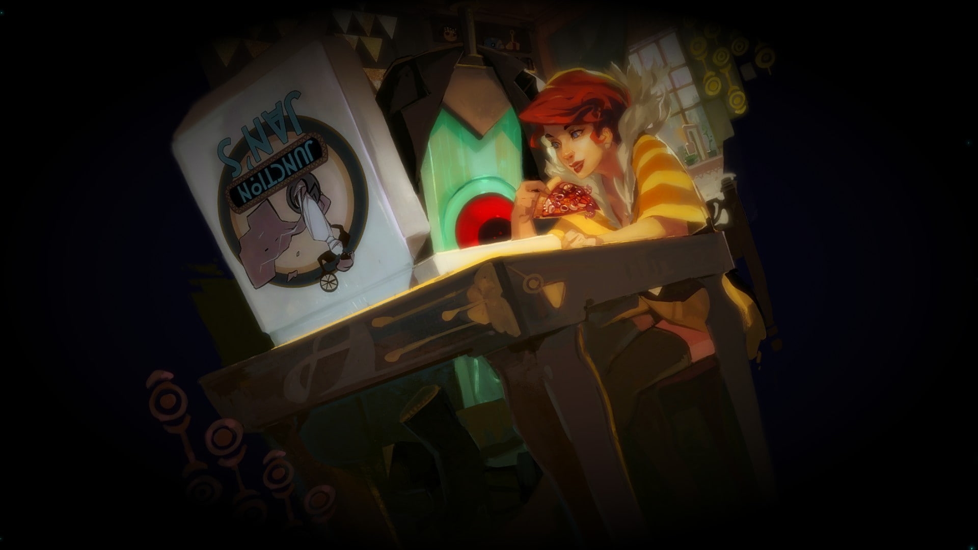 redhead, transistor, video games, 1080P, hd, drawing, pizza, HD Wallpaper