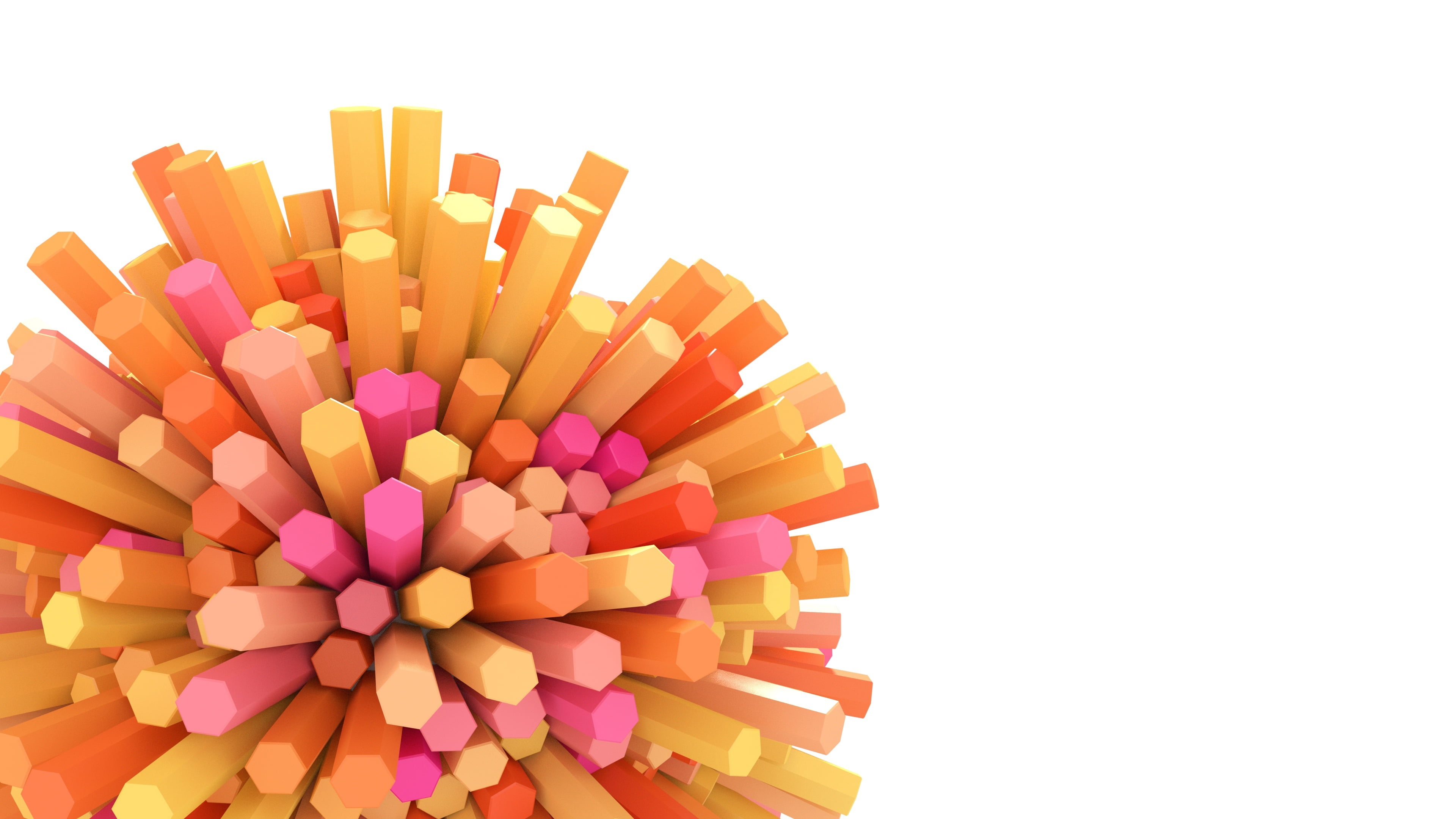 pencil, studio shot, white background, white, orange Color, yellow, lot, no people, figures, close-up, pattern, 3d, art and craft, chalk, shiny, abundance, HD Wallpaper