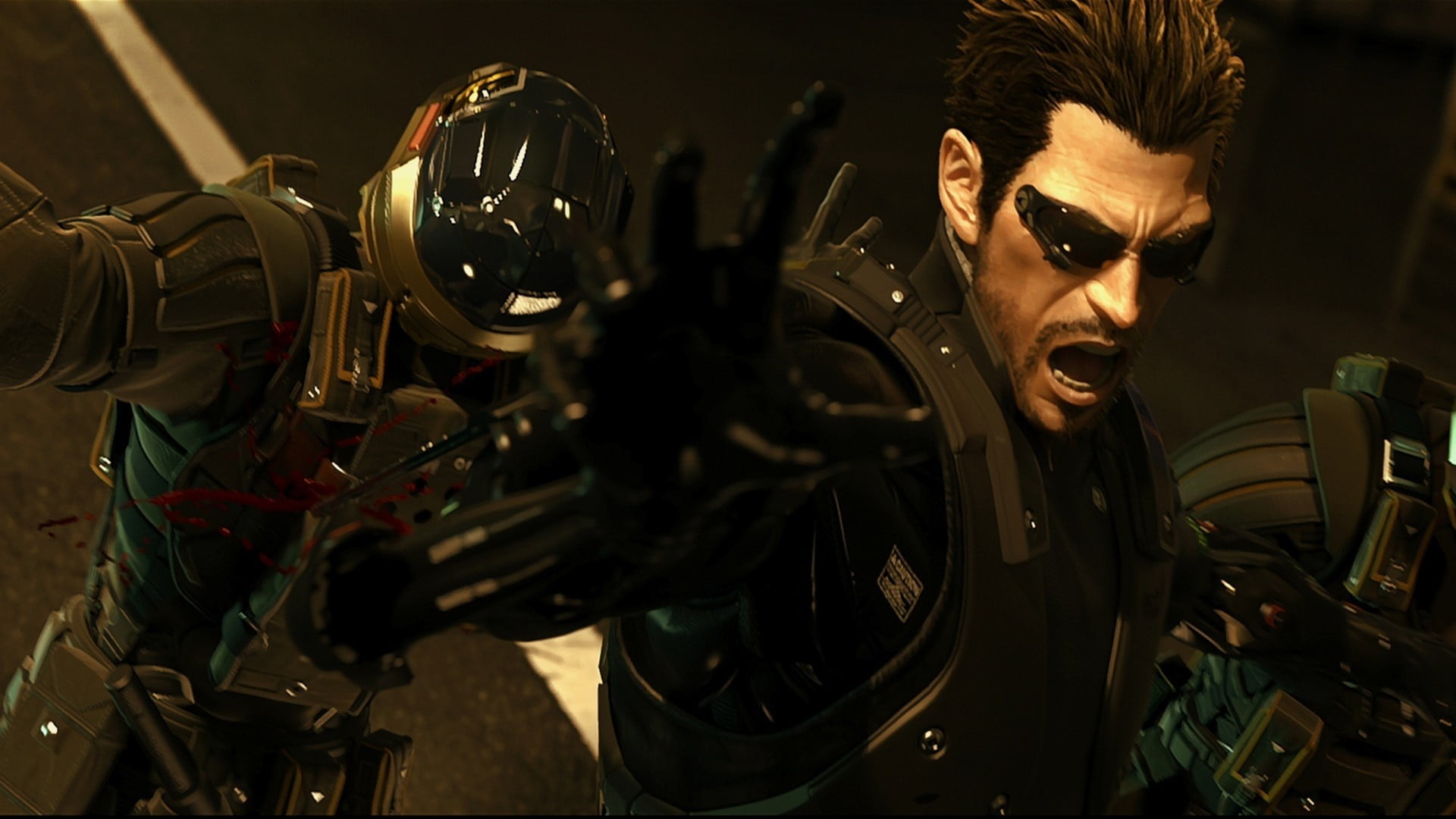 one person, adult, Face, Scream, Adam jensen, front view, 1080P, motorcycle, transportation, occupation, Enemies, Deus ex, mode of transportation, young adult, HD Wallpaper