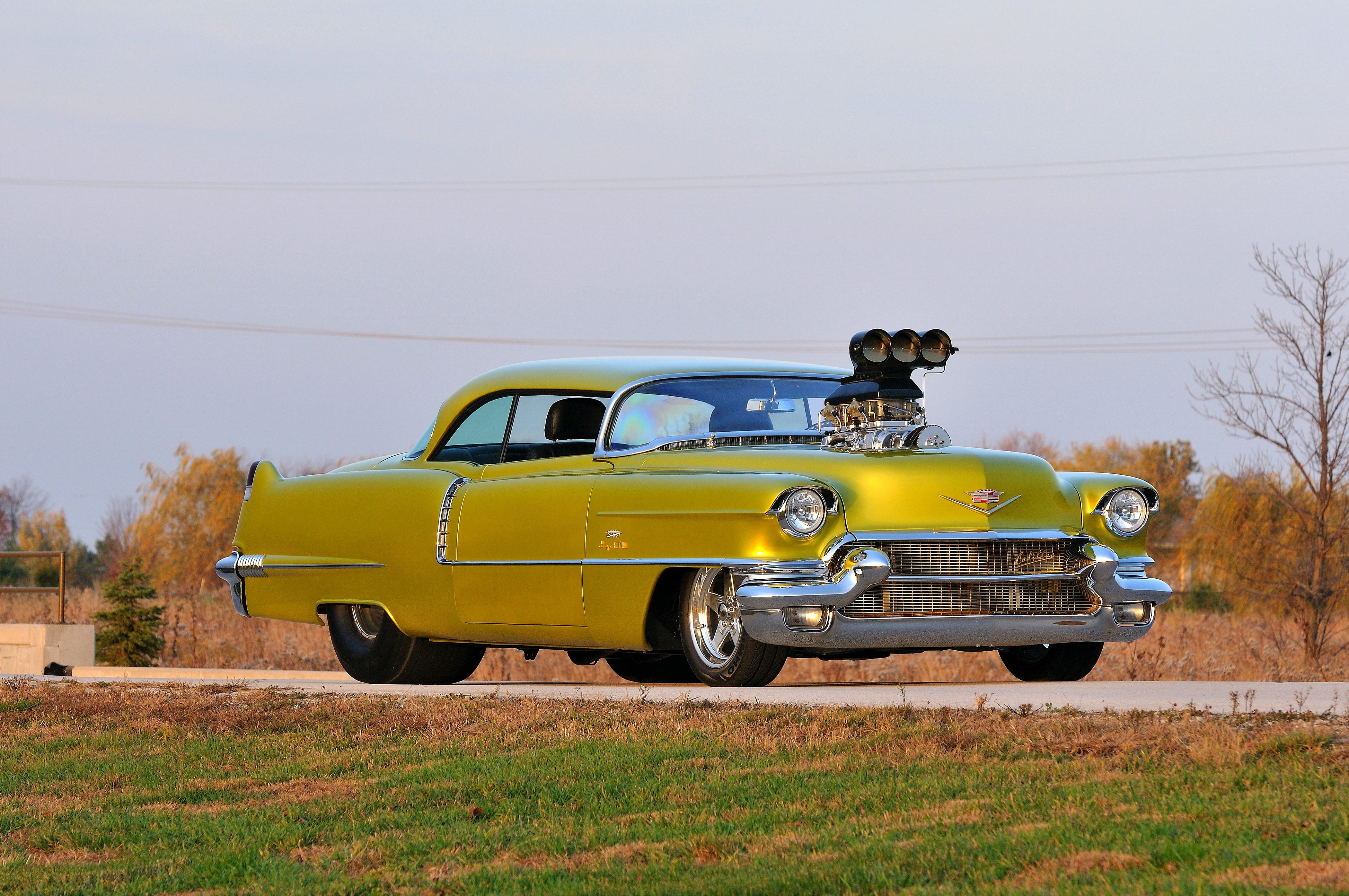 cadillac, usa, streetdrag, yellow, 4K, 1956, blower, deville, coupe, street, drag, HD Wallpaper