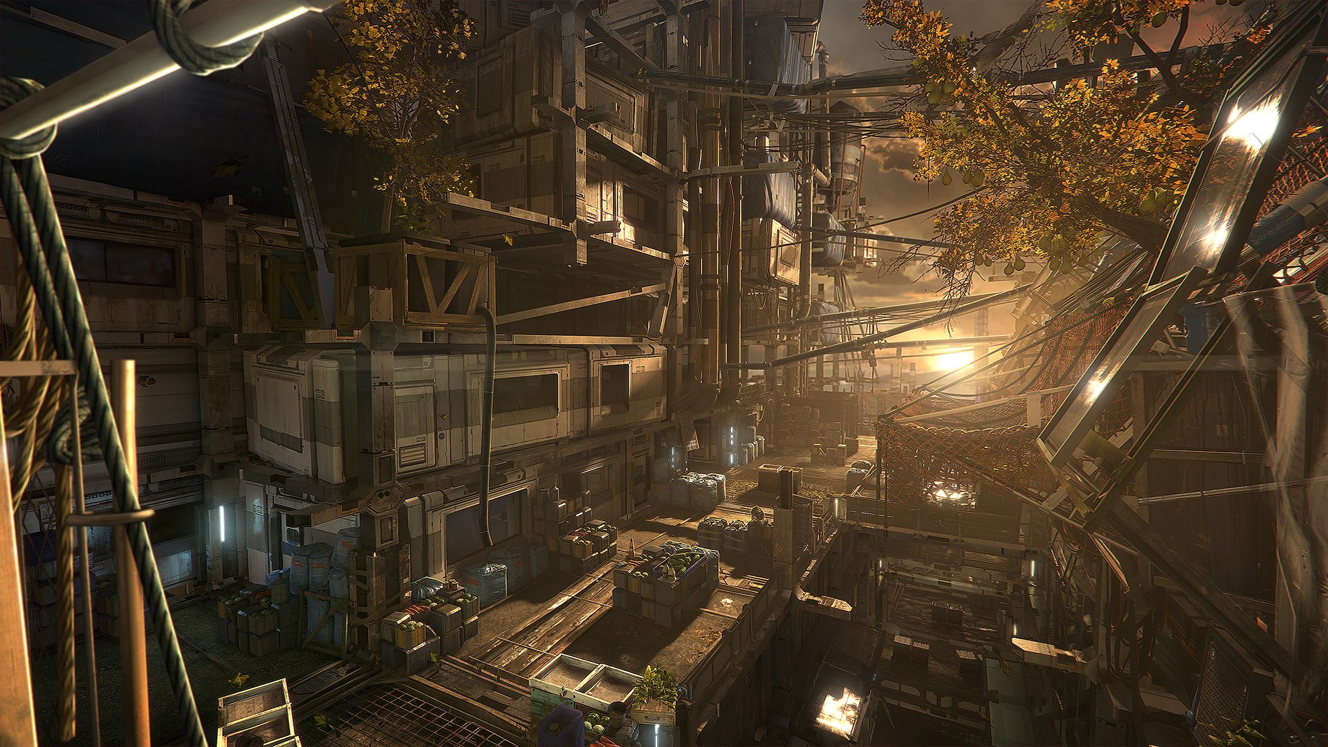 pipe - tube, architecture, 1080P, built structure, complexity, deus ex mankind divided, outdoors, city, high angle view, mode of transportation, nature, HD Wallpaper