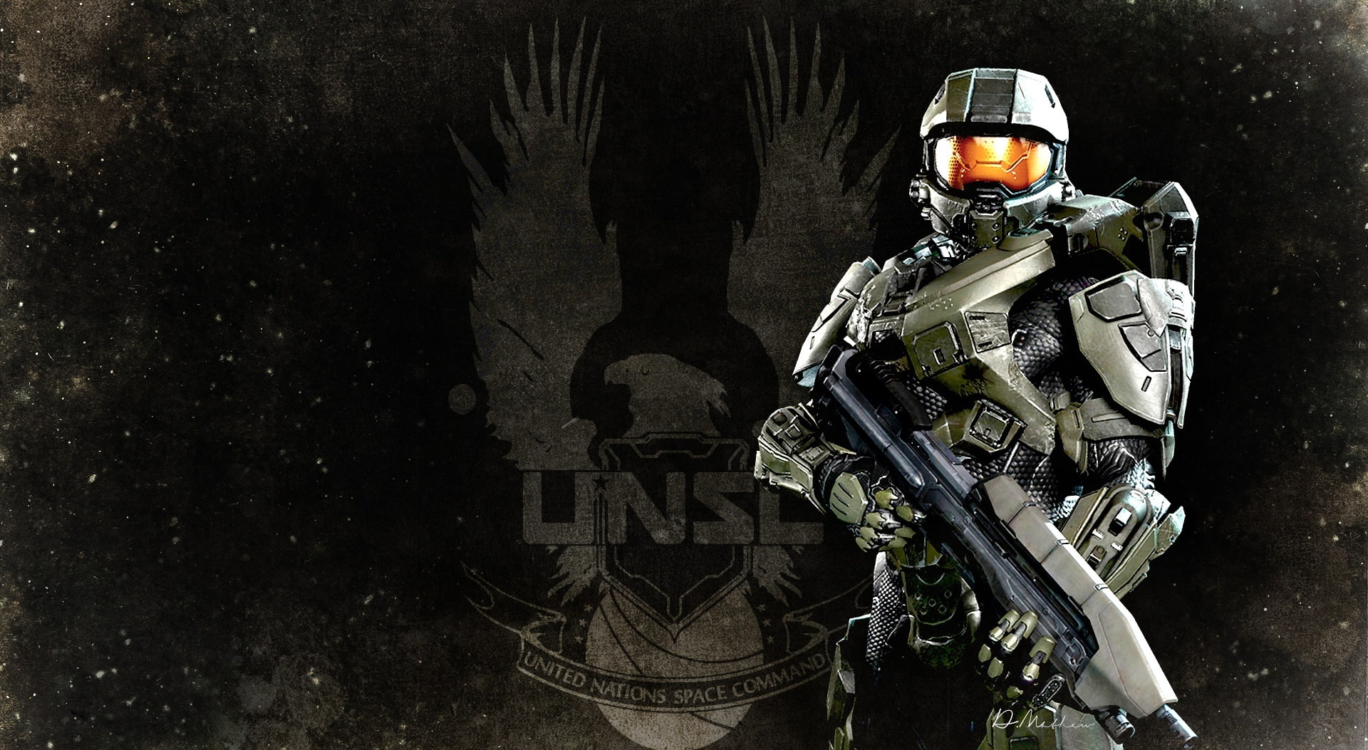  1080P, gun, Games, digital, weapon, nature, communication, government, technology, aggression, military, no people, military uniform, masterchief, HD Wallpaper