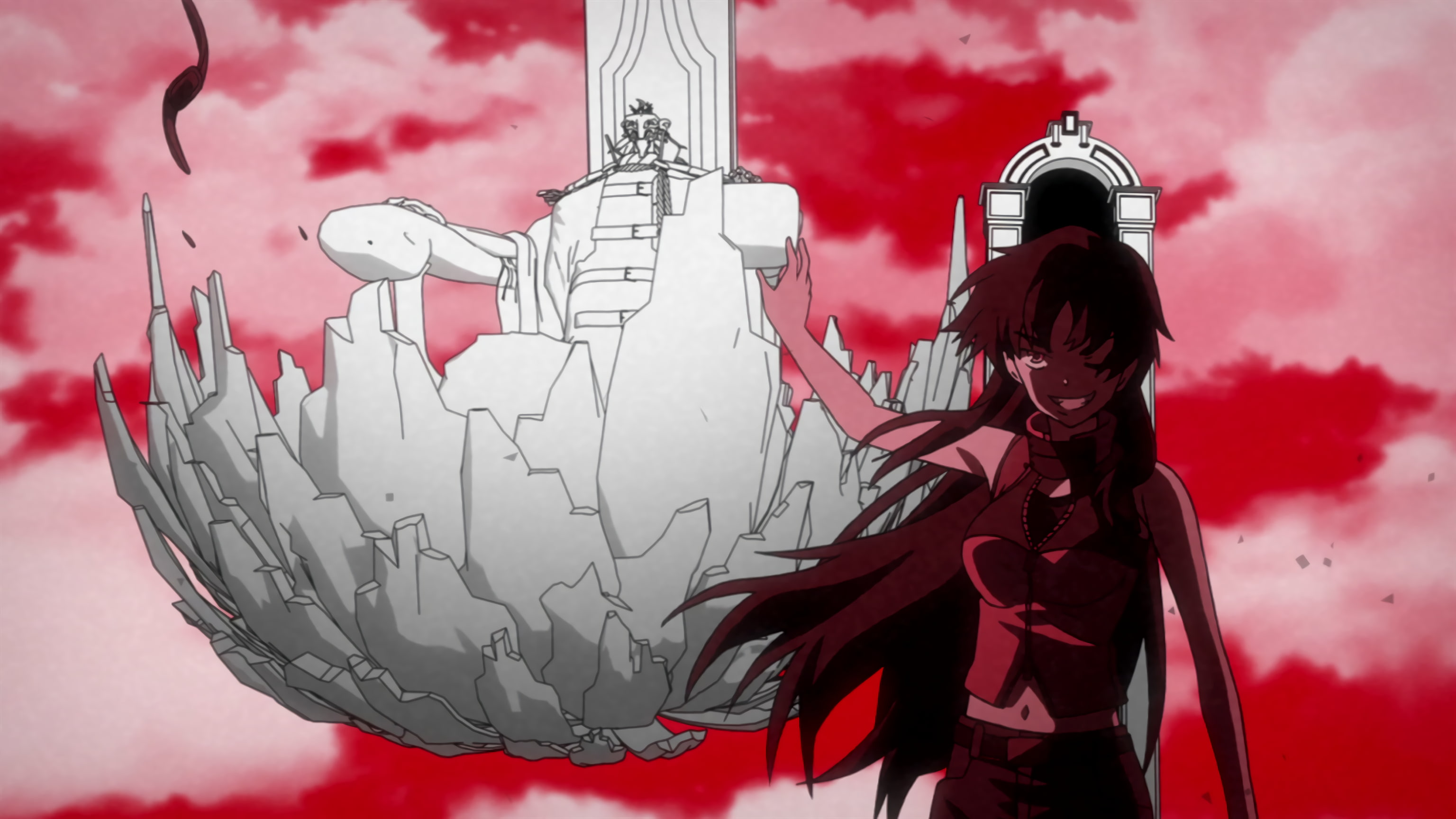 outdoors, Uryuu Minene, human representation, 2K, nature, close-up, black color, clothing, male likeness, day, Mirai Nikki, one person, side view, red, HD Wallpaper