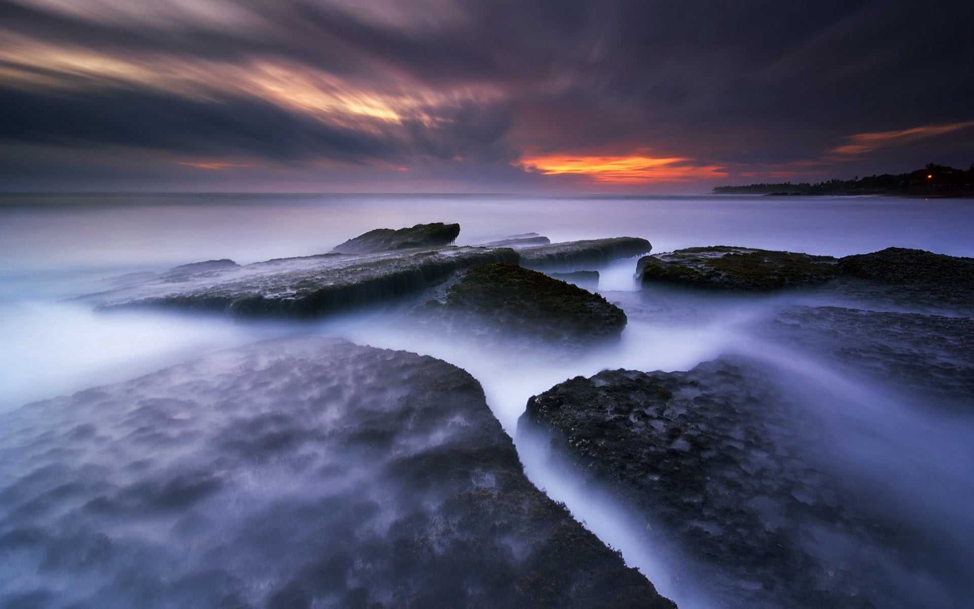 rock - Object, seascape, long Exposure, formation, blue, morning, reflection, light - Natural Phenomenon, cloud - Sky, flowing water, dramatic Sky, coastline, HD Wallpaper