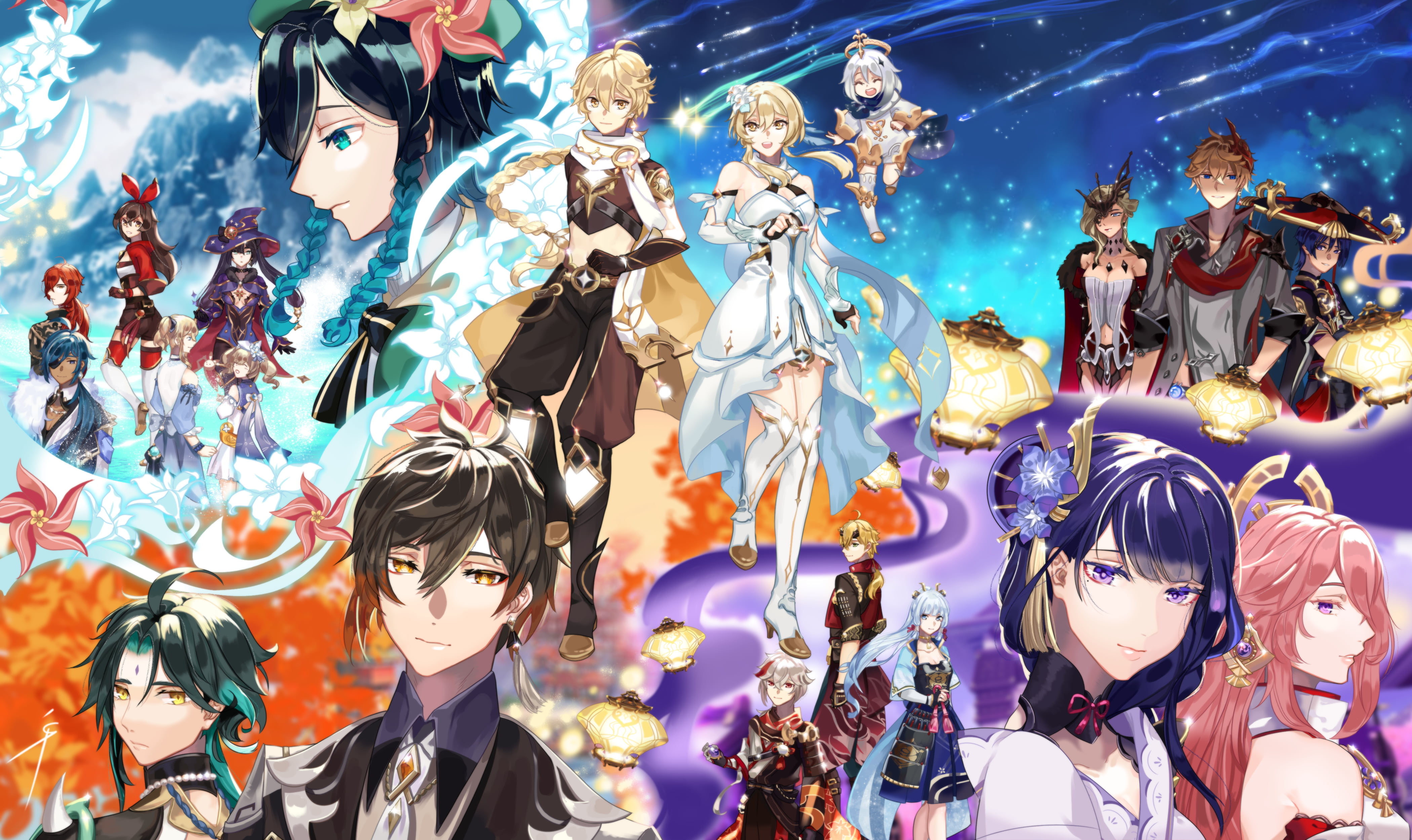 Tartaglia (Genshin Impact), Scaramouche(Genshin Impact), Kaeya (Genshin Impact), barbara (genshin impact), Mona (Genshin Impact), Signora (Genshin Impact), HD Wallpaper