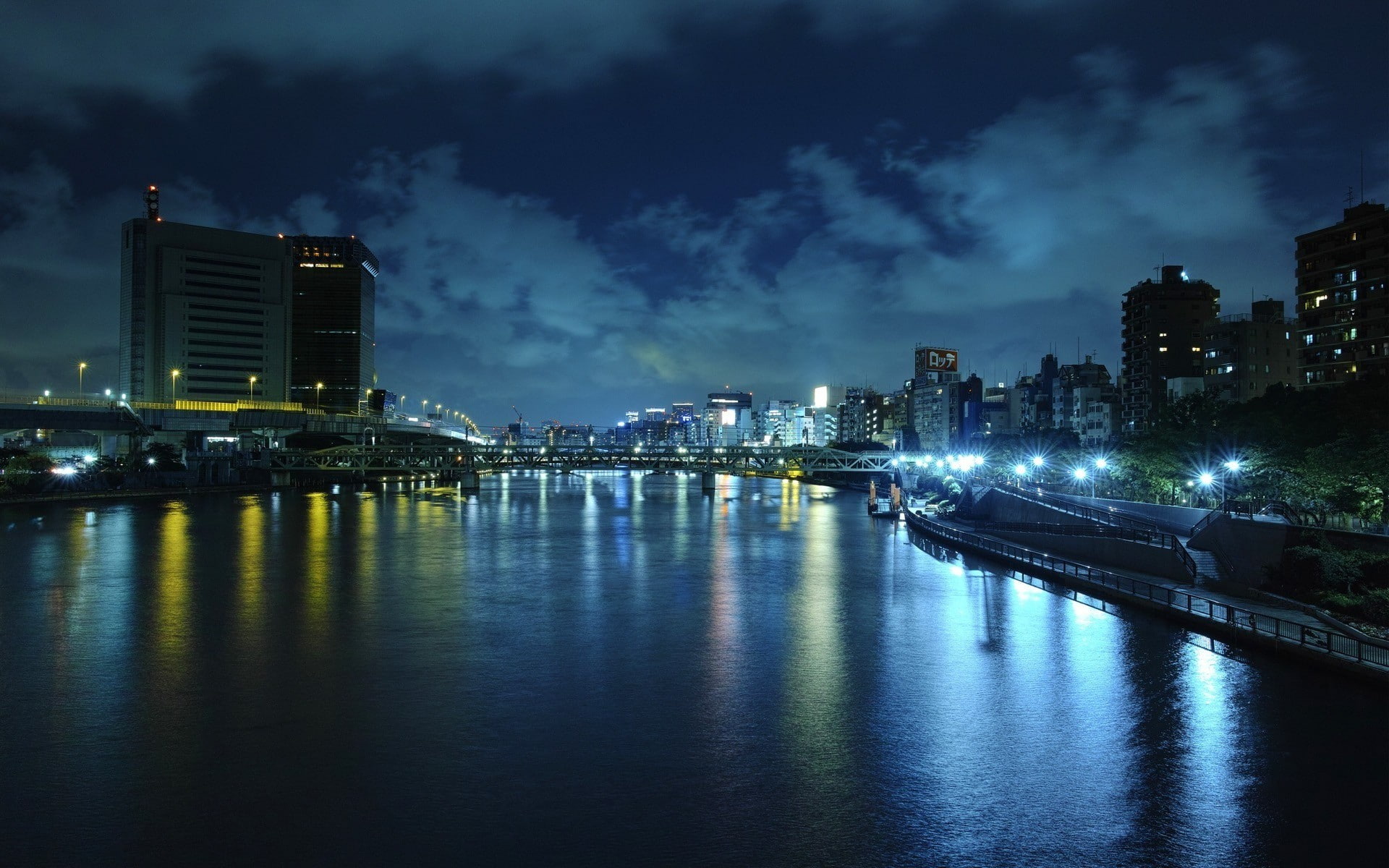 water, lights, river, Beijing, China, waterfront, 1080P, reflection, bridge, capital city, capital, city, evening, Night, HD Wallpaper