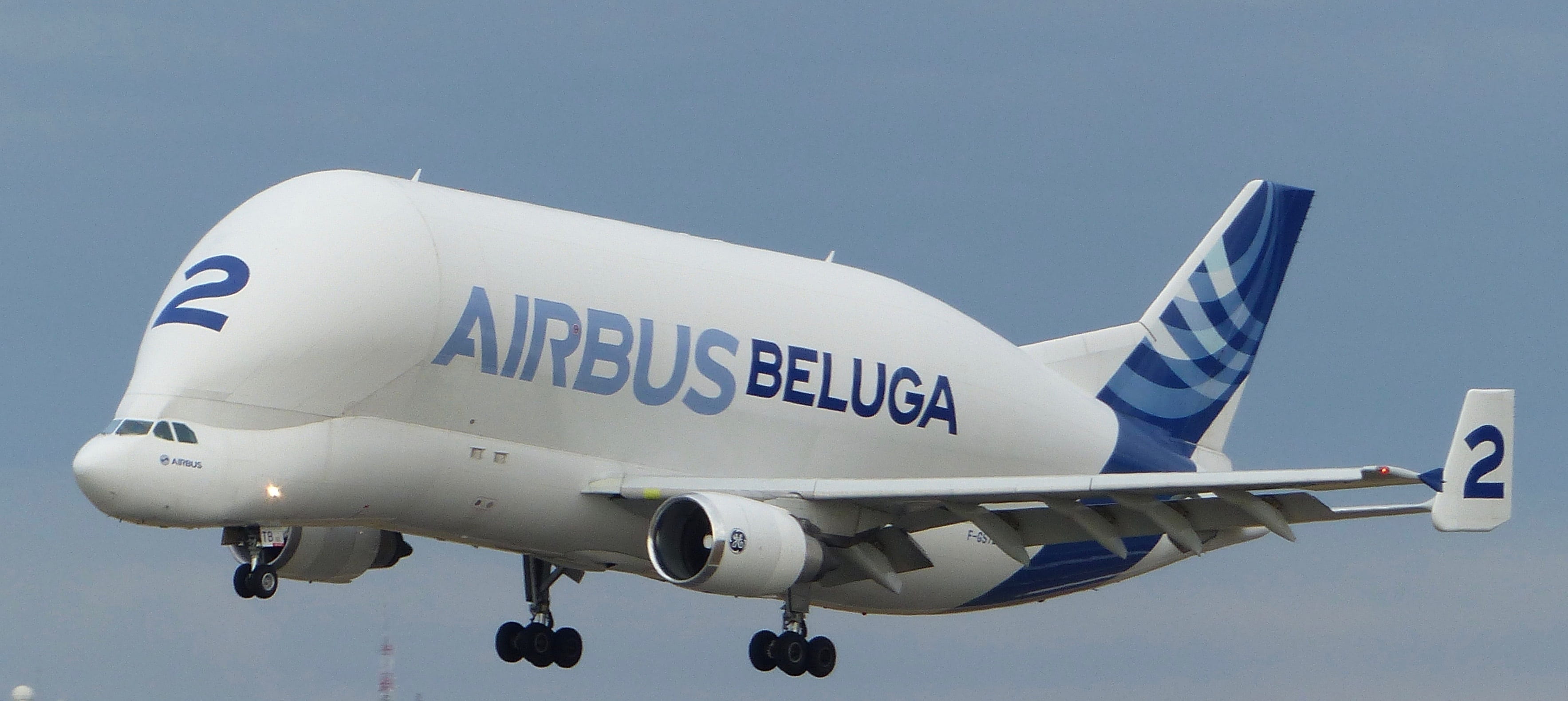 transportation, private airplane, clear sky, single object, arrival, airport, plane, side view, blue, beluga, airplane, air vehicle, business travel, airbus, HD Wallpaper