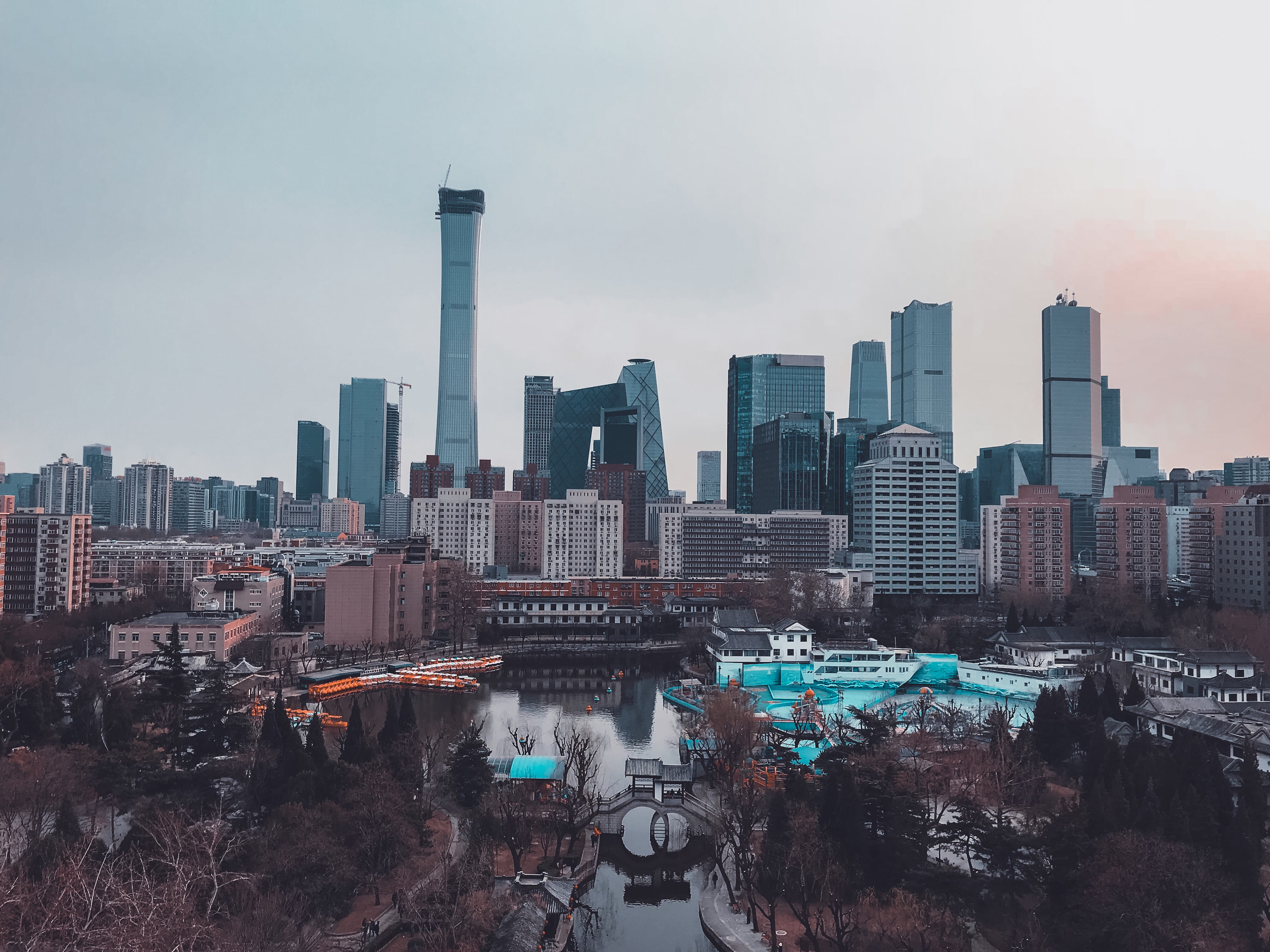 urban explorer, city, china, building, water, built structure, office building exterior, tower, sunset, that asian life, building exterior, outdoors, no people, HD Wallpaper