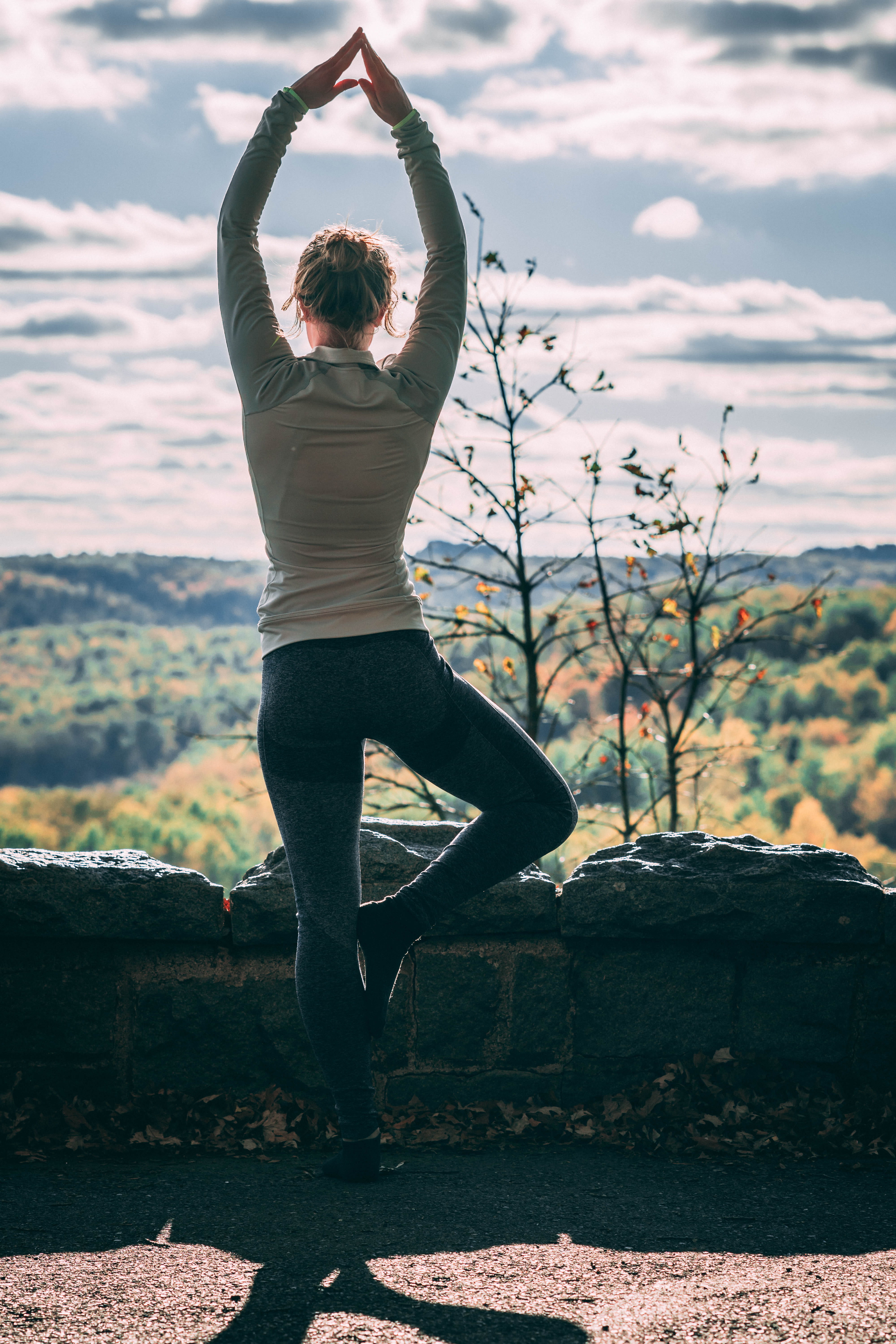 full length, adult, woman, raising, long, leisure activity, stone, hairstyle, solid, two, outdoors, watching, female, standing, human arm, cloud, plant, Phone HD Wallpaper
