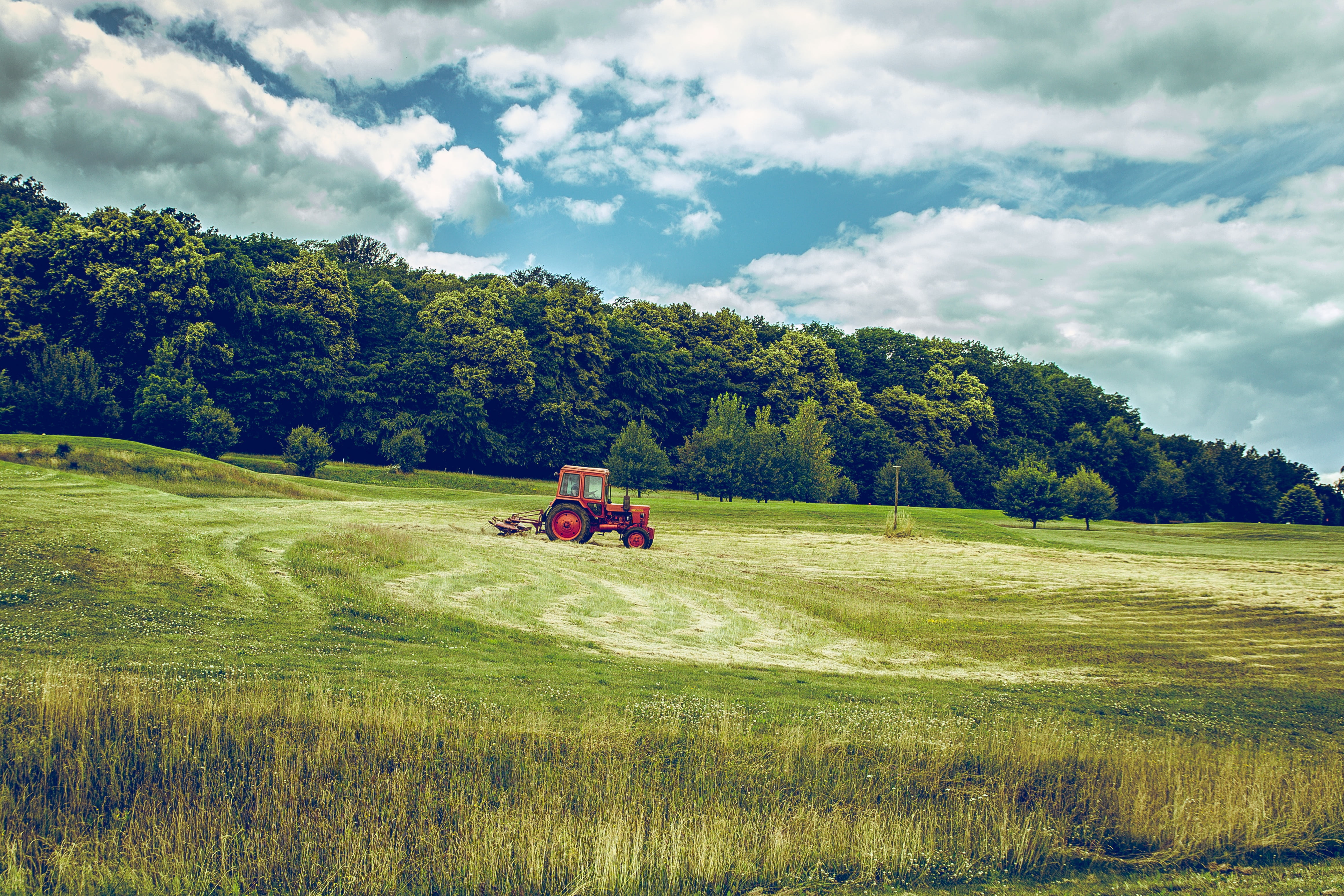 agriculture, tractor, europe, summer, tranquil scene, agricultural Machinery, day, outdoors, environment, beauty in nature, sky, 4K, mode of transportation, HD Wallpaper