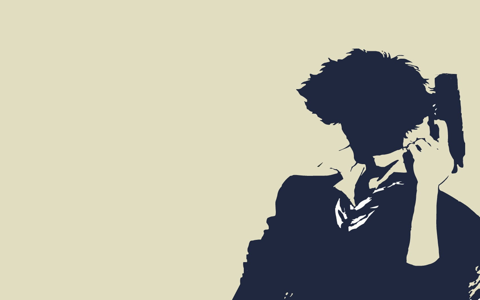 poster, adult, waist up, communication, men, lifestyles, connection, man, technology, telephone, side view, copy space, Cowboy Bebop, anime boys, gun, business, HD Wallpaper