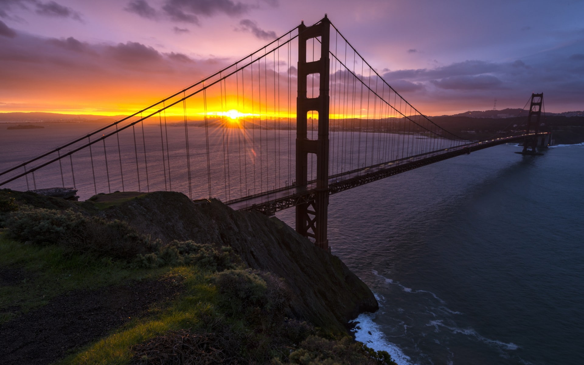 Golden Gate Bridge, sunlight, 1080P, sky, bridge, USA, HD Wallpaper