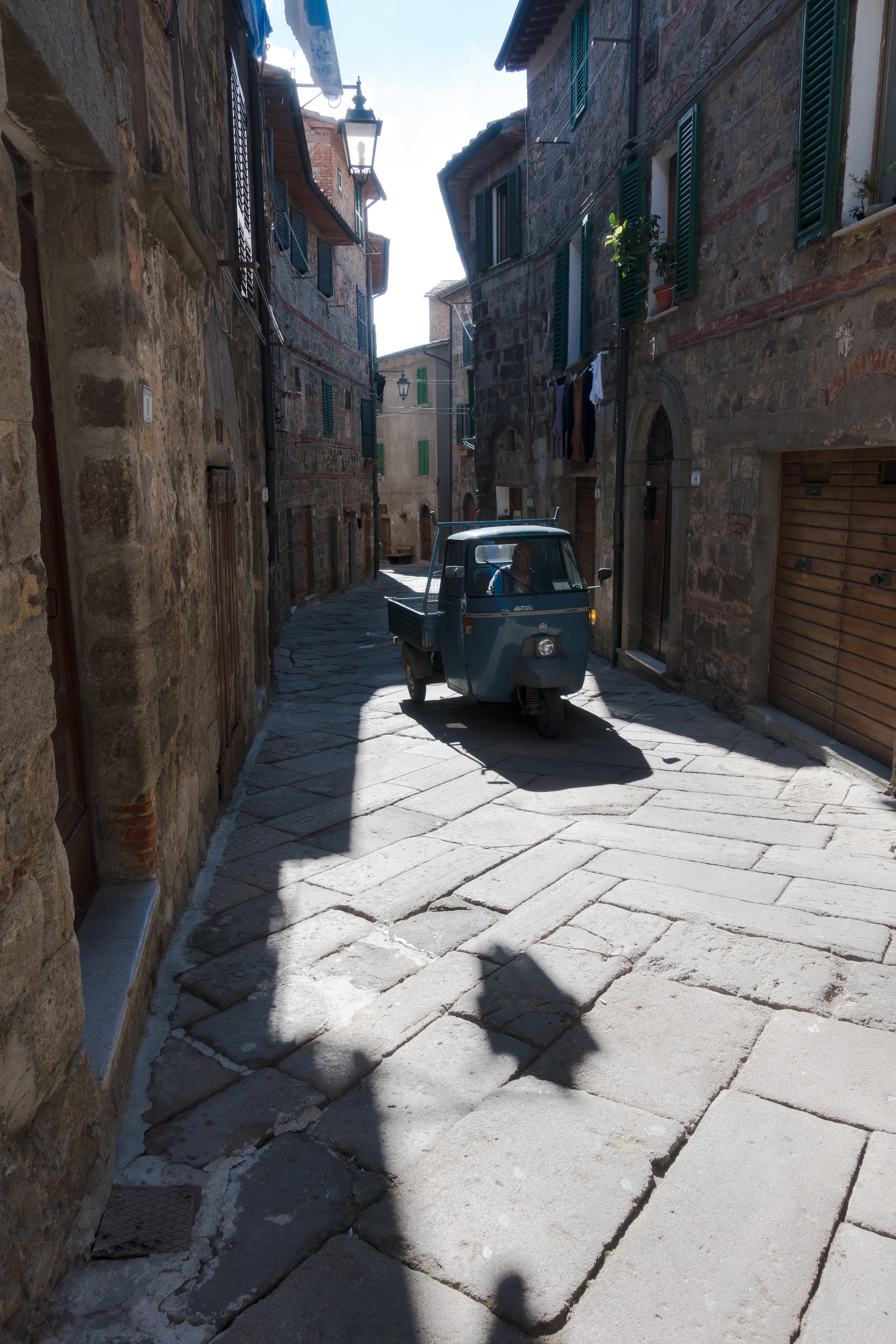 transportation, hispanic, residential district, road, medieval, piaggio, architecture, village, land vehicle, sunlight, old town, nature, italy, back light, Phone HD Wallpaper