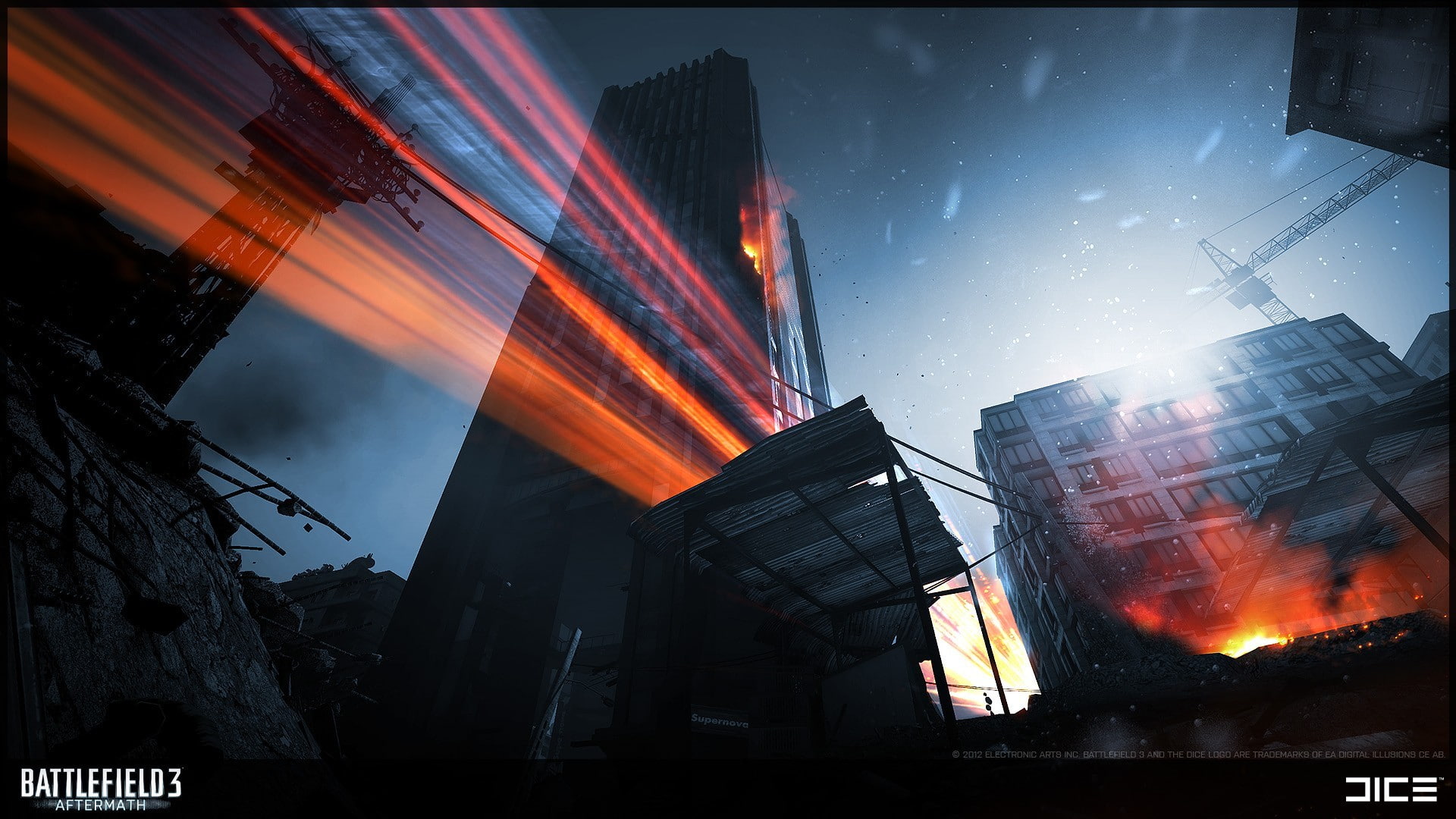 night, Battlefield 3, nature, event, low angle view, outdoors, motion, heat - temperature, illuminated, building exterior, 1080P, glowing, video games, HD Wallpaper