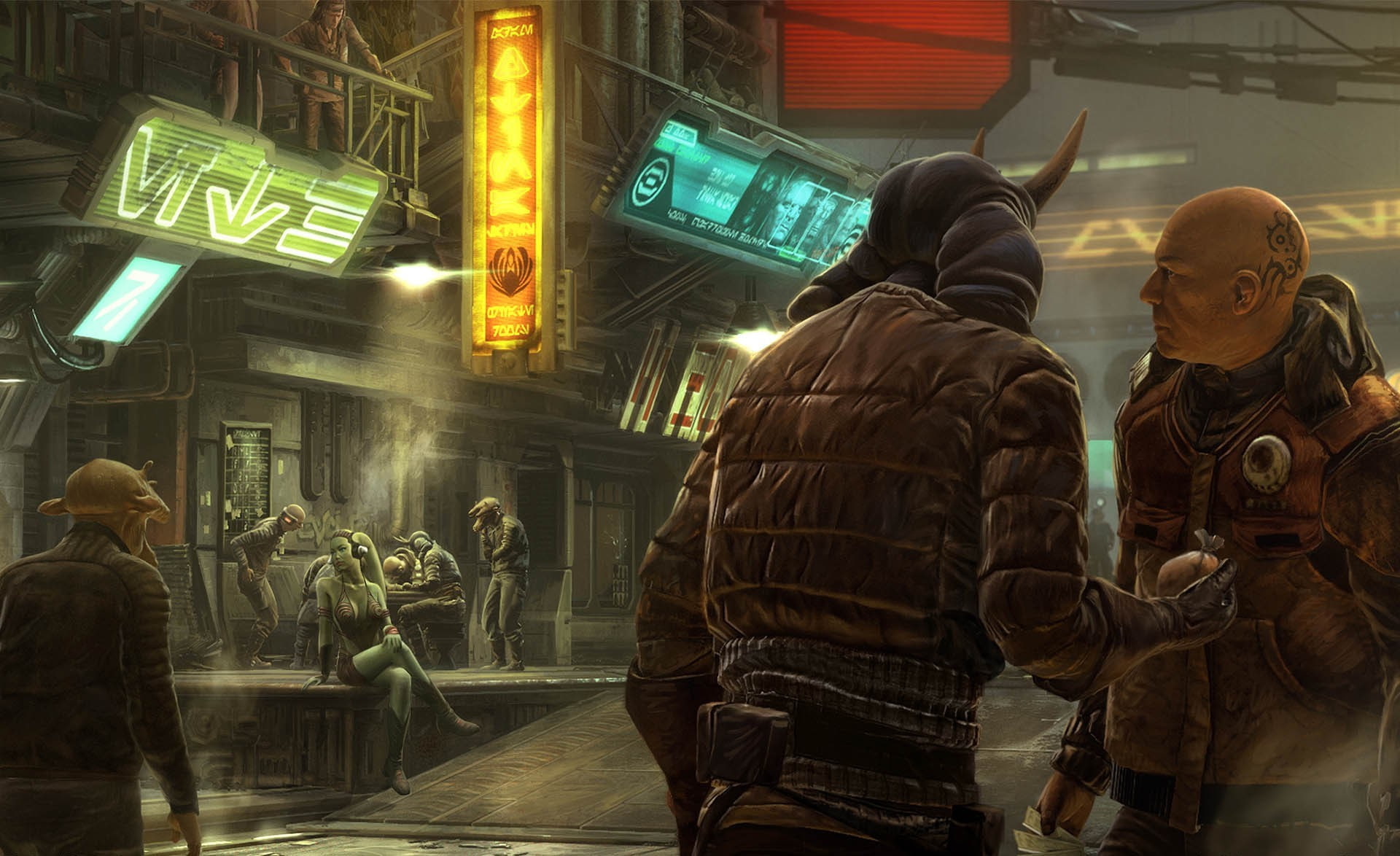 man, sign, art, tattoo, Star Wars 1313, 1080P, neon, the city, HD Wallpaper
