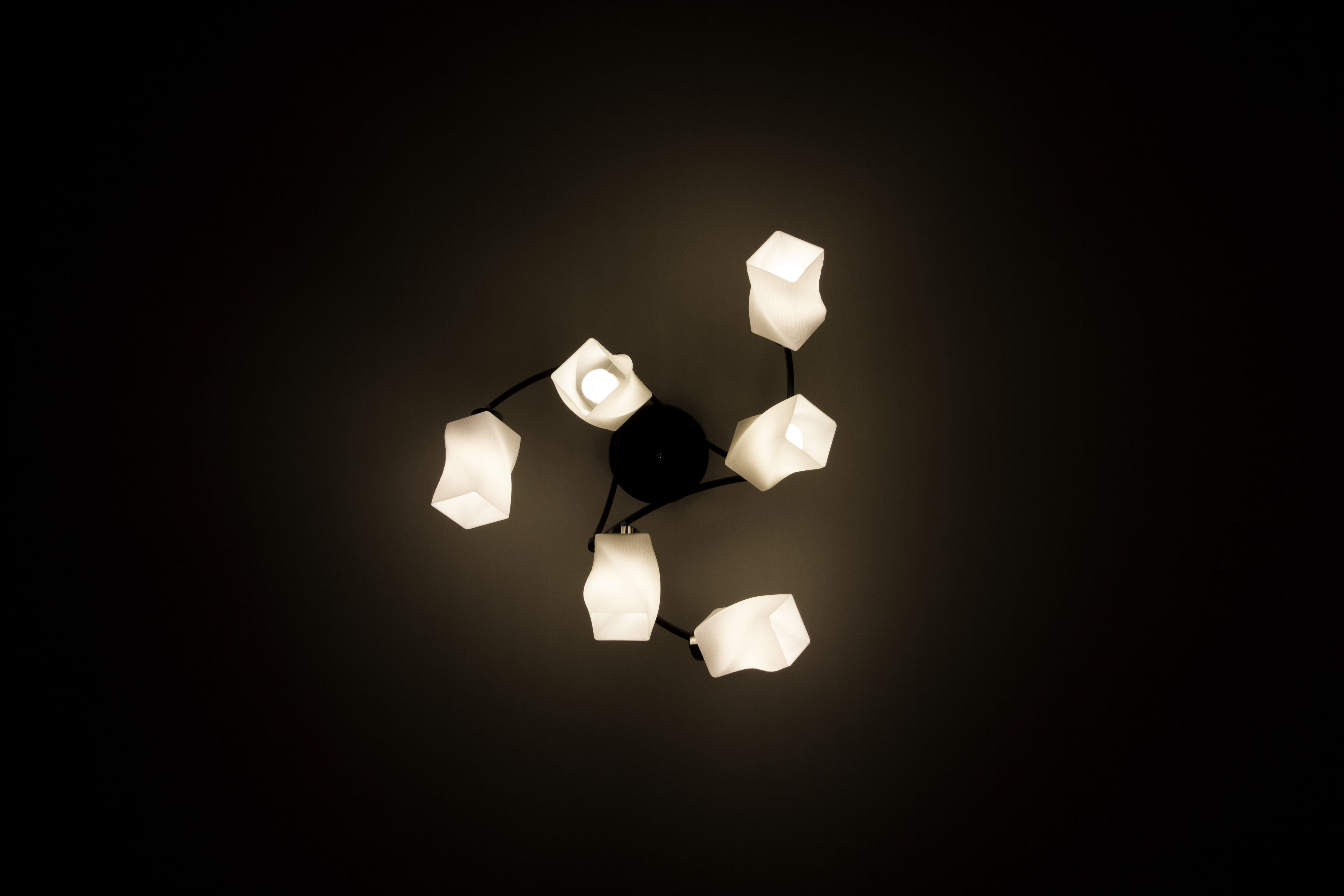 mid-air, home, black background, misfortune, abstraction, lamp, turned, 5K, ceiling, bulb, white, spotlight, studio shot, lighting equipment, breaking, HD Wallpaper
