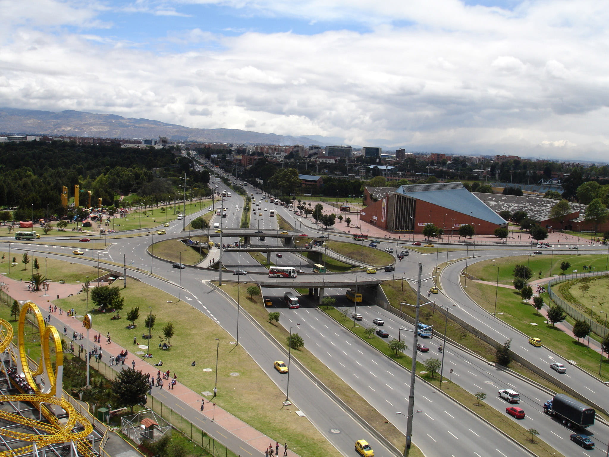 road, clouds, aerial View, highway, streets, tree, landscape, highways, photos, built structure, architecture, outdoors, car, 1080P, Bogota, public domain, HD Wallpaper