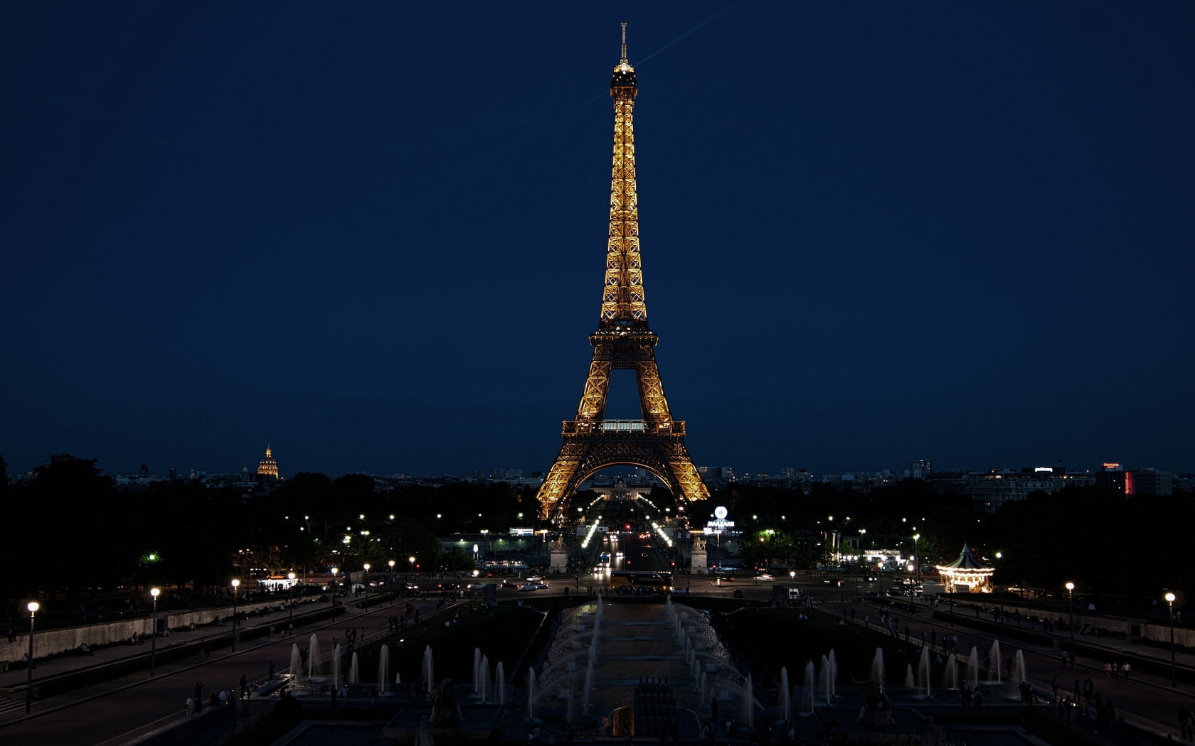 travel Destinations, french Culture, lights, france, the past, outdoors, spire, metal, architecture, tall - high, national Landmark, sunset, nature, night, HD Wallpaper