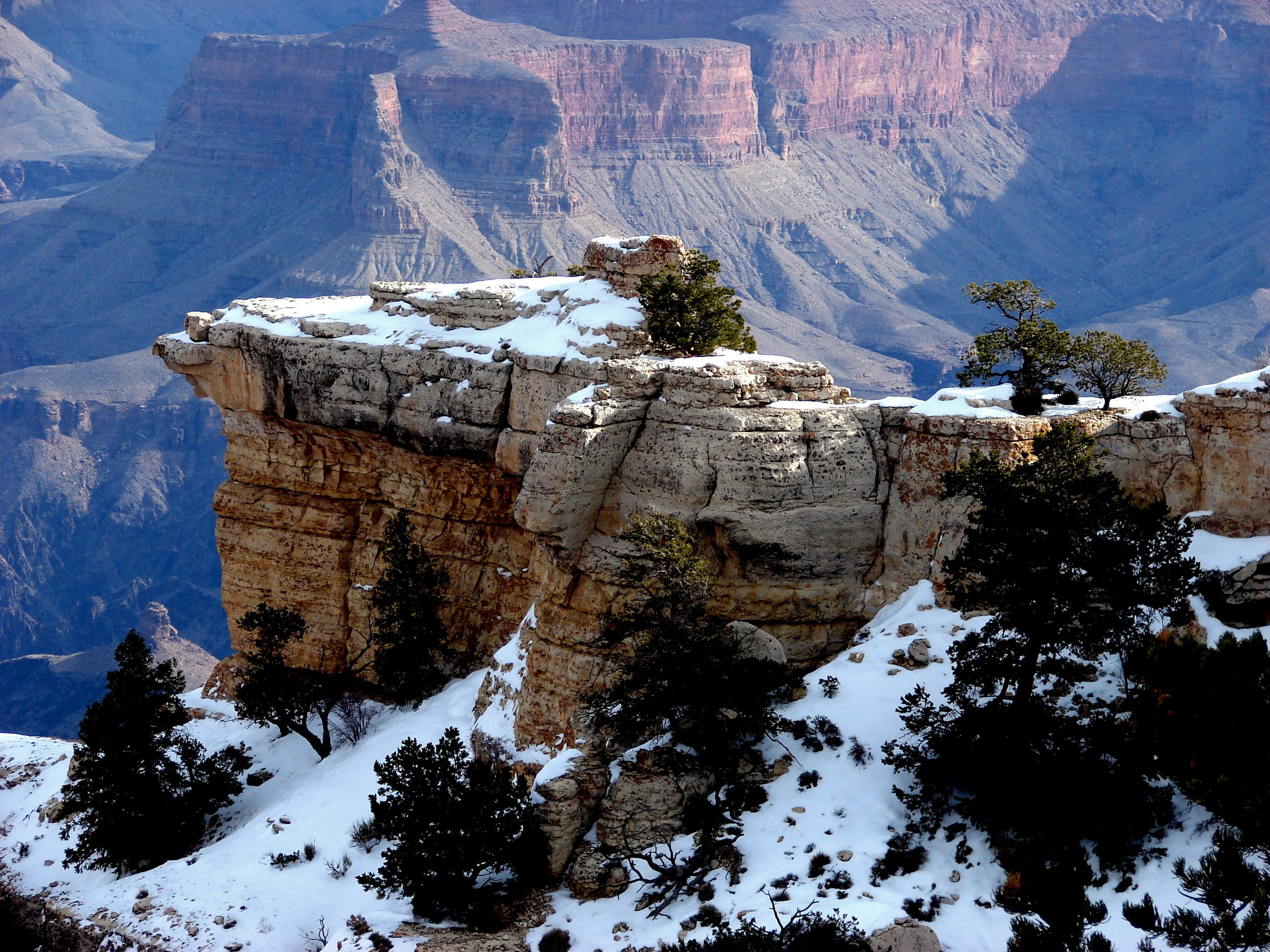 canyon, majestic, brown, awe, tourism, non-urban scene, landscape, valley, scenics - nature, rock, tree, outdoors, extreme Terrain, winter, cliff, nature, HD Wallpaper