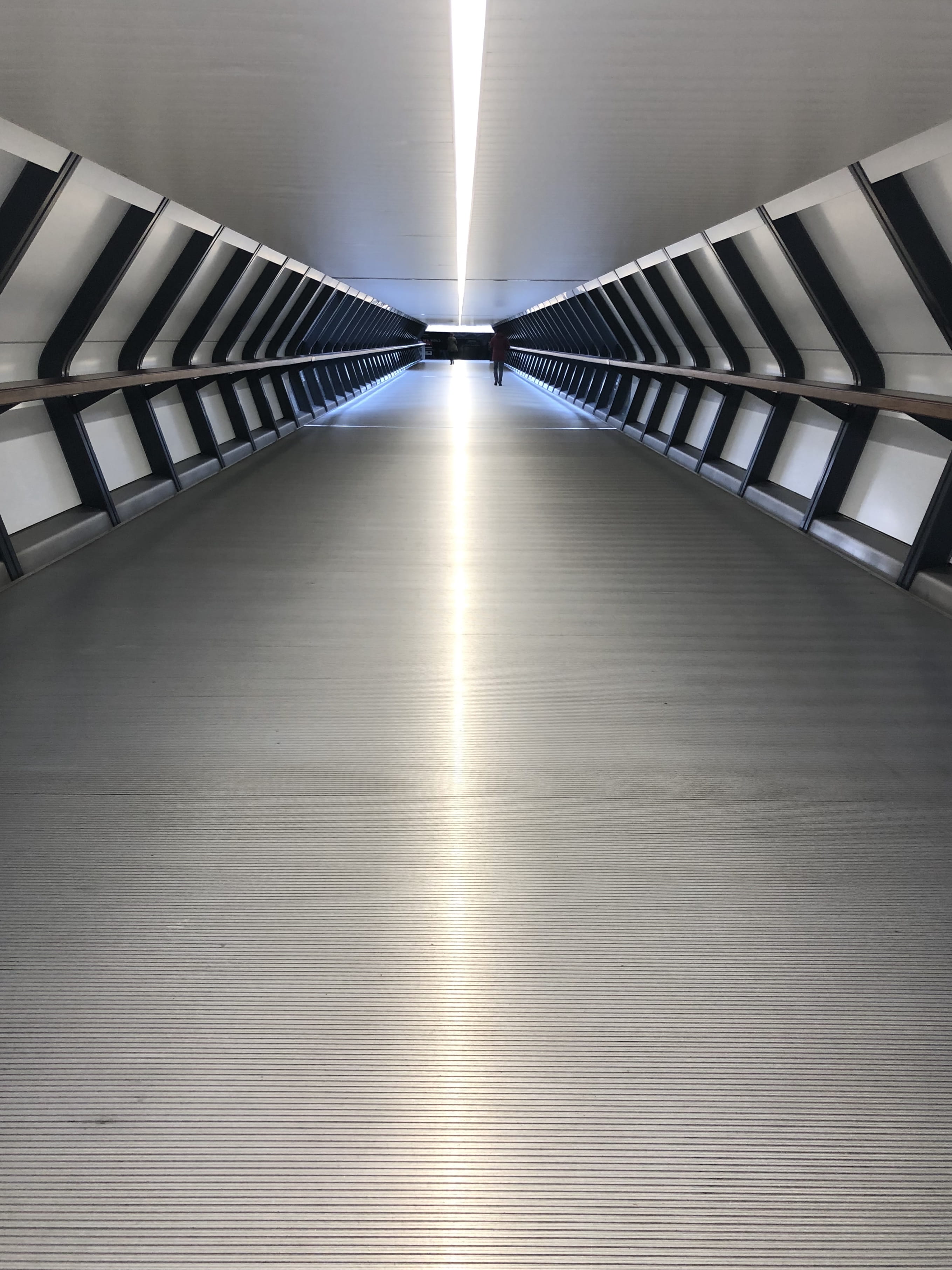 road, runway, shiny, building, no people, handrail, black, warehouse, connection, boardwalk, staircase, direction, greater london, flooring, the way forward, Phone HD Wallpaper
