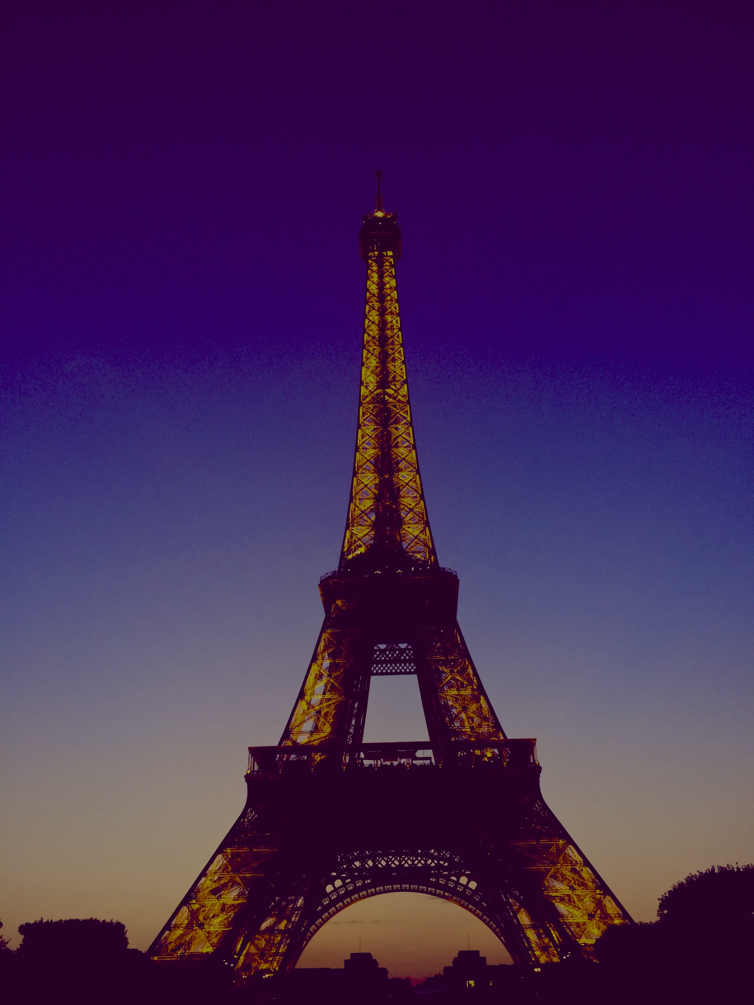 low angle view, travel, nature, tourism, built structure, tower, la tour eiffel, 2K, paris, metal, outdoors, travel destinations, sky, the past, sunset, Phone HD Wallpaper
