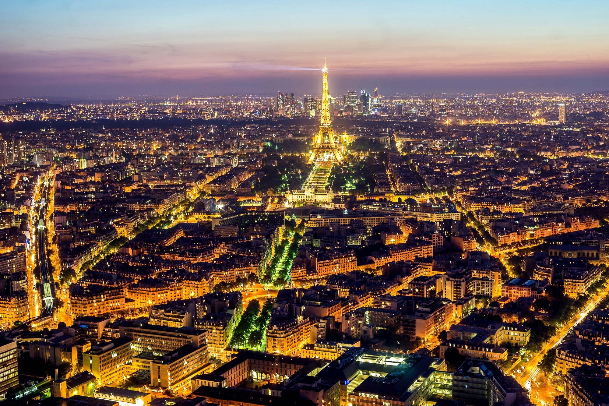 the evening, tower, light, high angle view, building exterior, nature, built structure, residential district, road, eiffel, building, crowd, outdoors, tall - high, HD Wallpaper