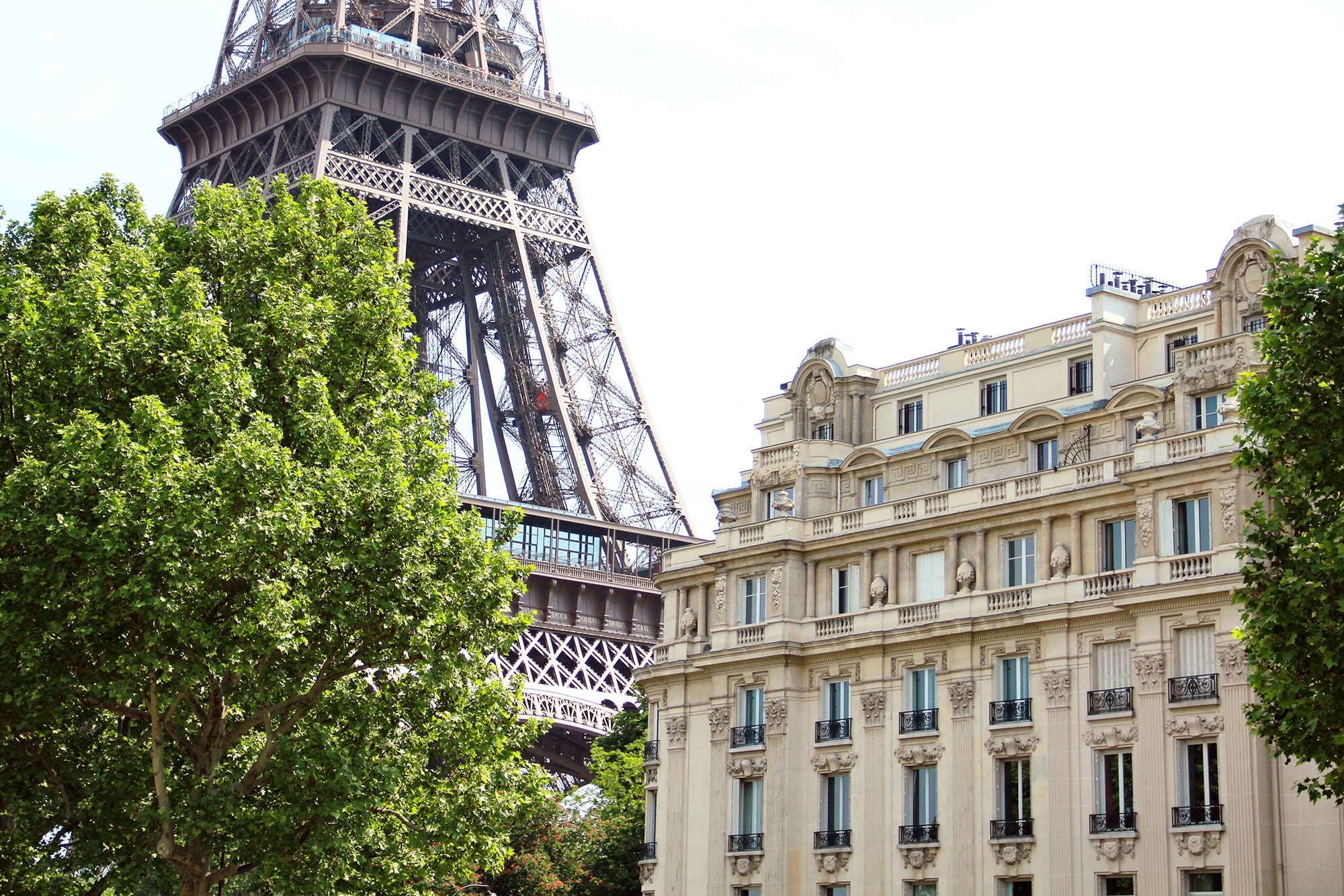 1080P, France, green, Eiffel Tower, house, Paris, architecture, trees, the building, the city, La tour Eiffel, HD Wallpaper