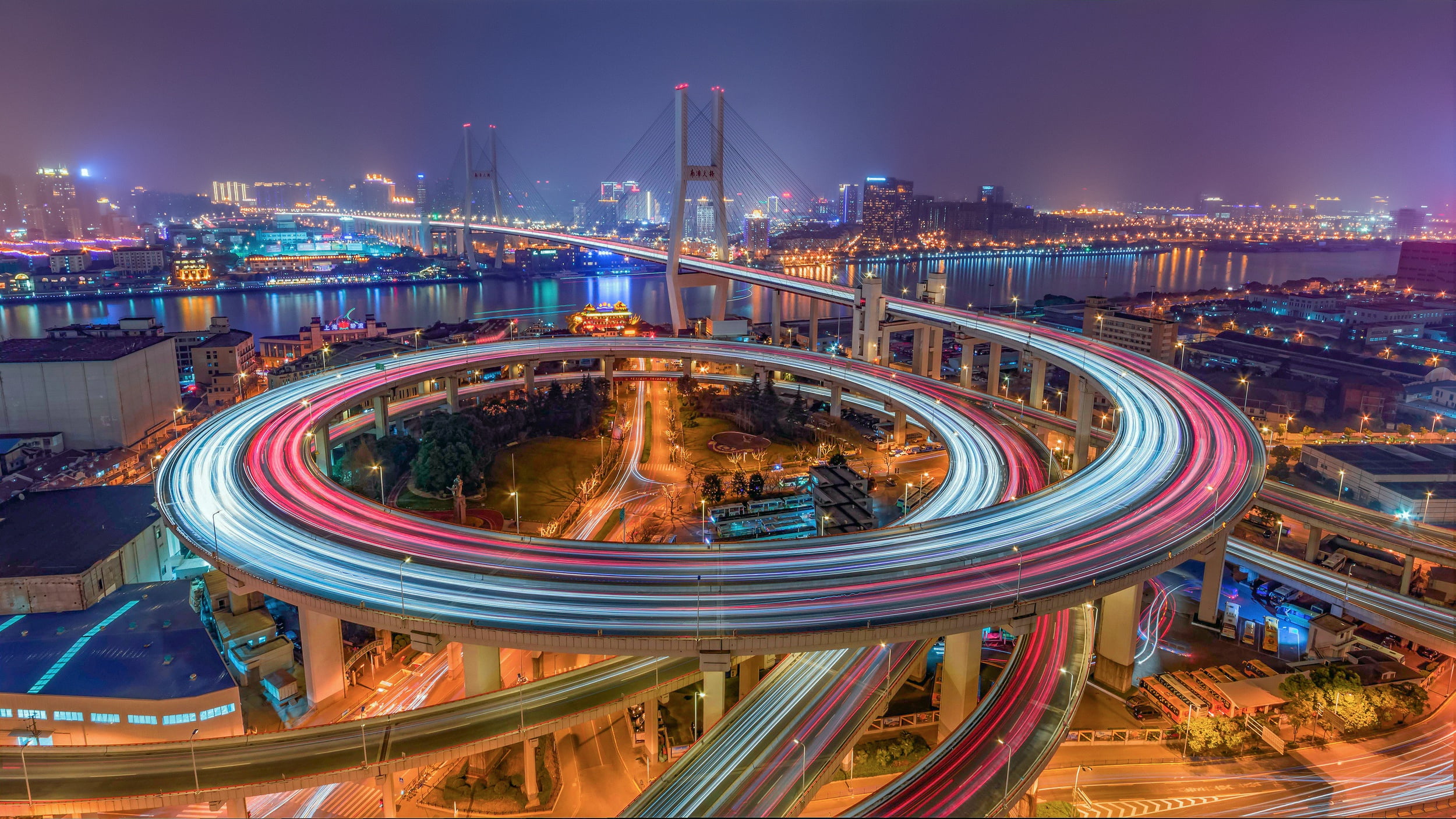 Shanghai, 1080P, Nanpu Bridge, bridge, lights, night, the evening, excerpt, the city, China, HD Wallpaper