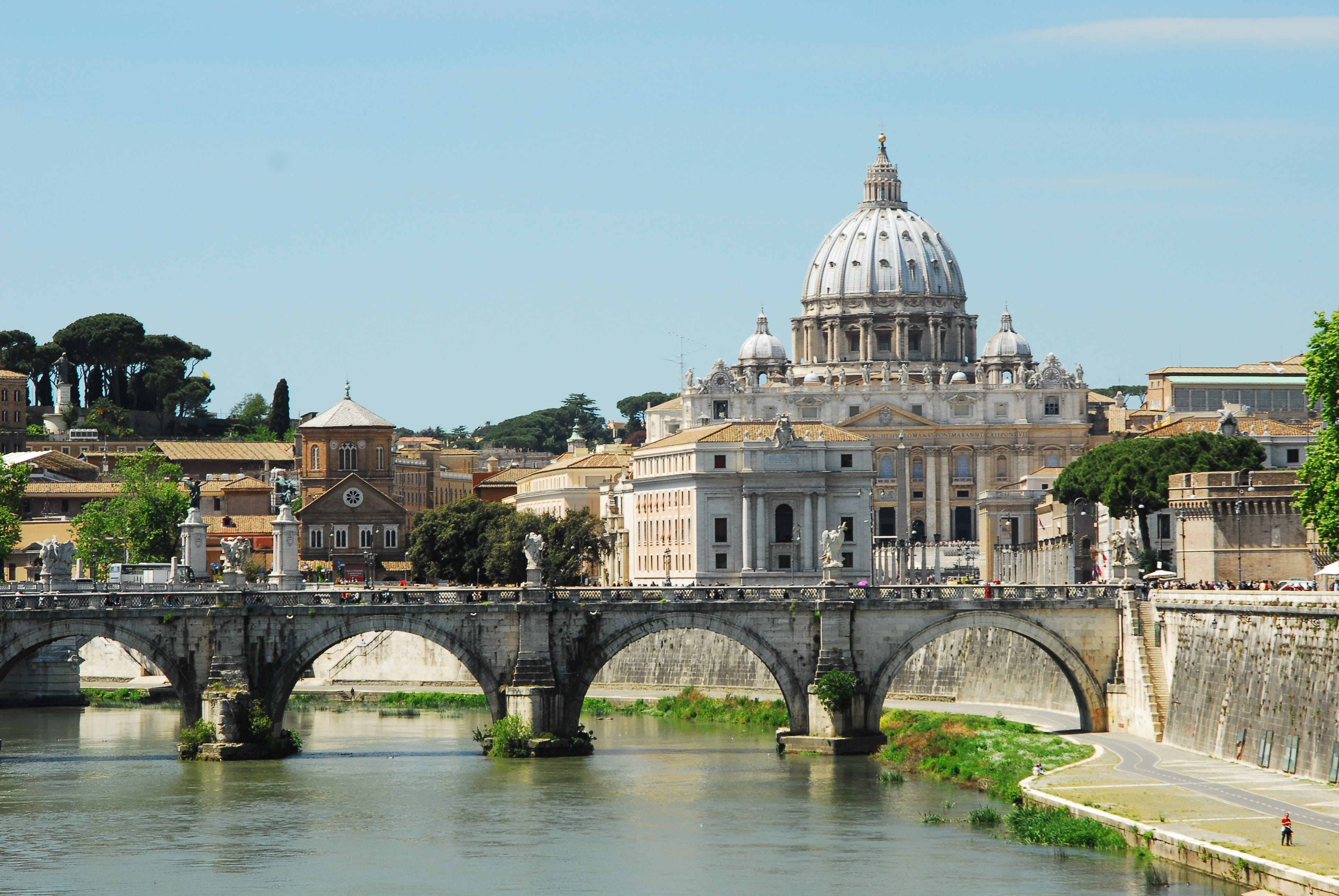bridge - Man Made Structure, architecture, Saint Peters, Saint, vatican, no people, panoramic, landmarks, architecture And Buildings, river, built structure, HD Wallpaper