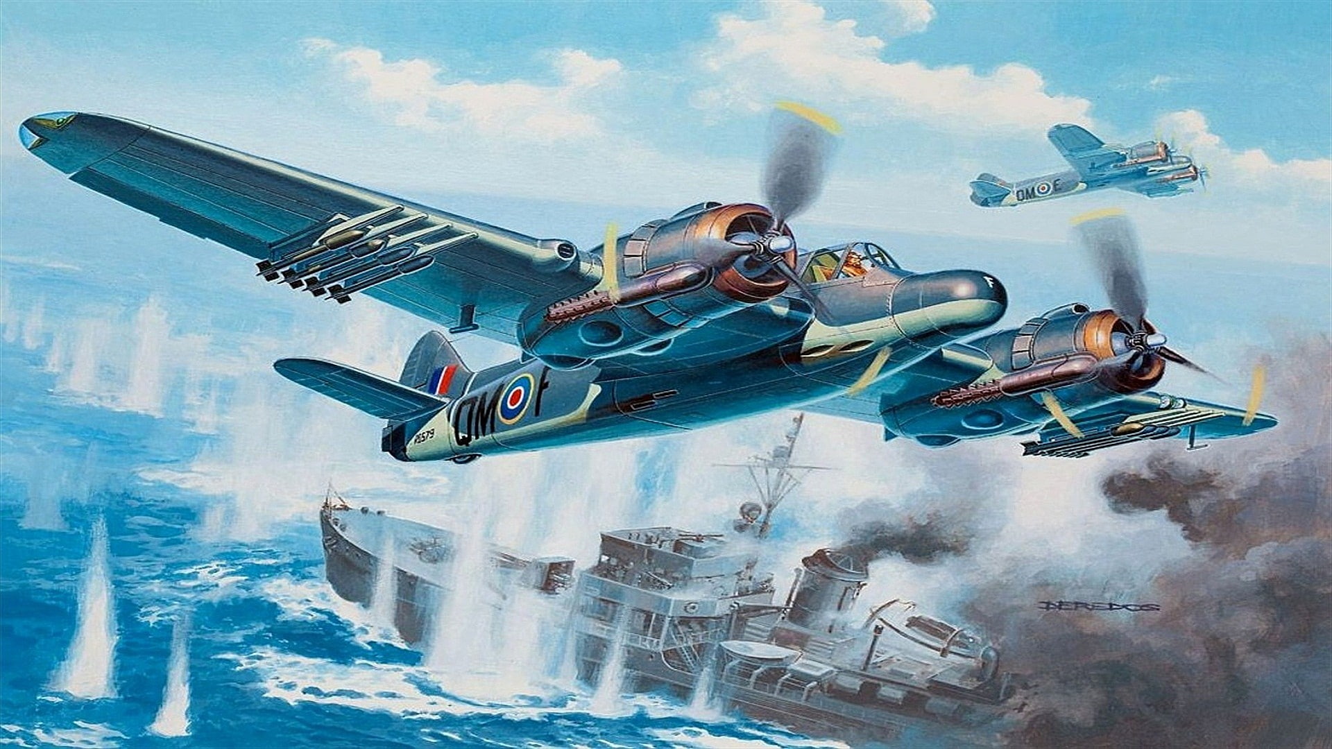 people, Bristol Beaufighter, low angle view, two people, World War II, motion, air vehicle, military aircraft, young adult, outdoors, 1080P, mid-air, adult, HD Wallpaper