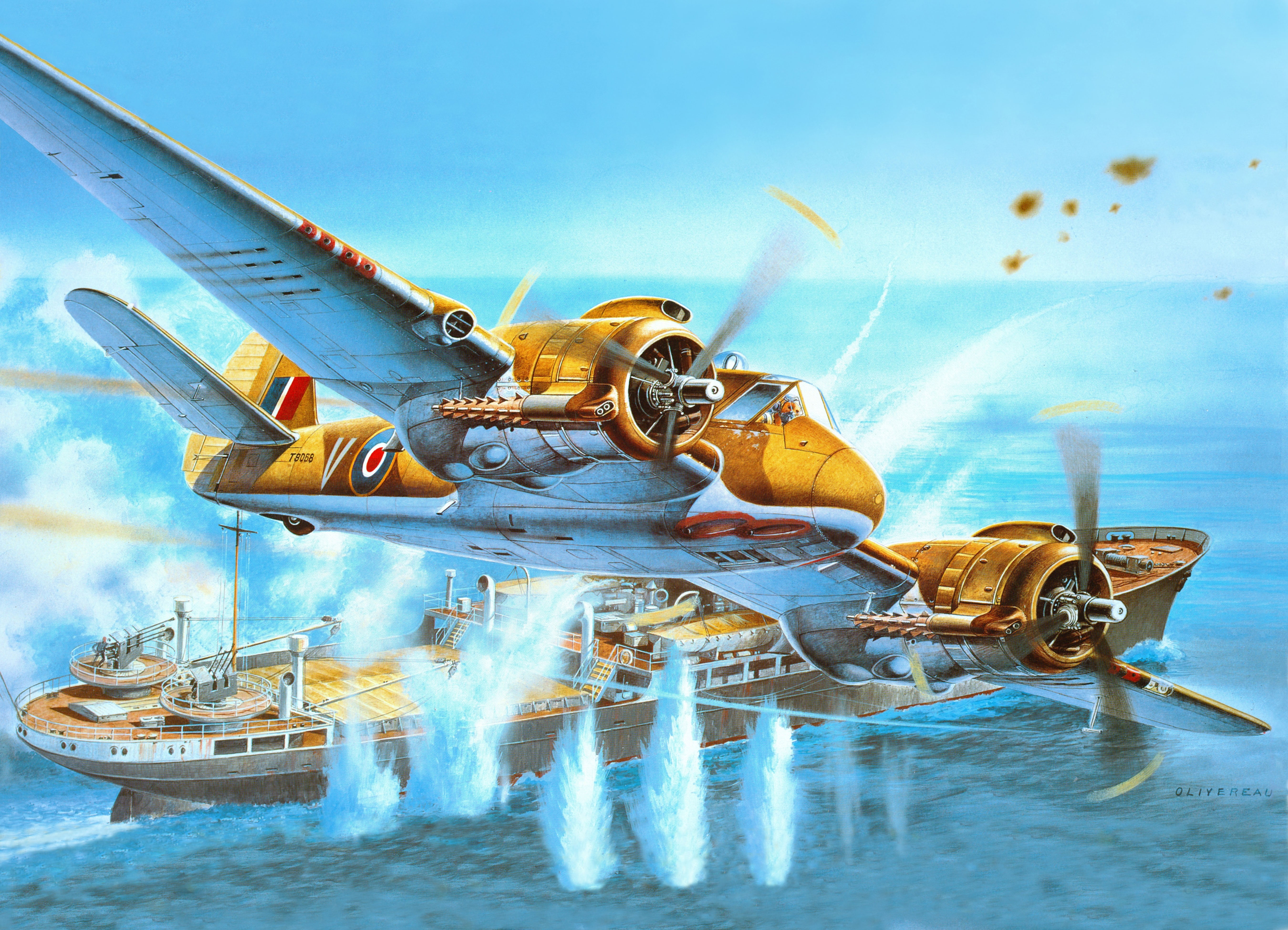 Bristol Beaufighter, adult, mode of transportation, sea, nautical vessel, water, outdoors, blue, cloud - sky, ship, sky, air vehicle, aircraft, military aircraft, HD Wallpaper