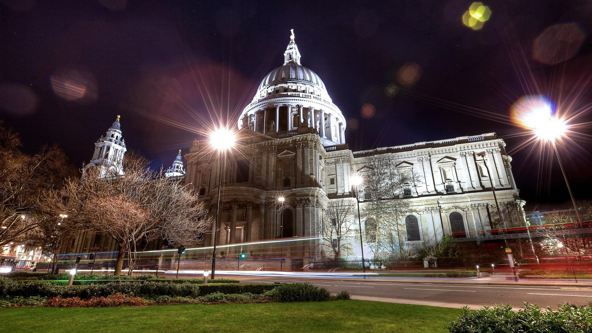 night, cityscapes, london, st, 1080P, cathedral, cityscape, city, paul, HD Wallpaper