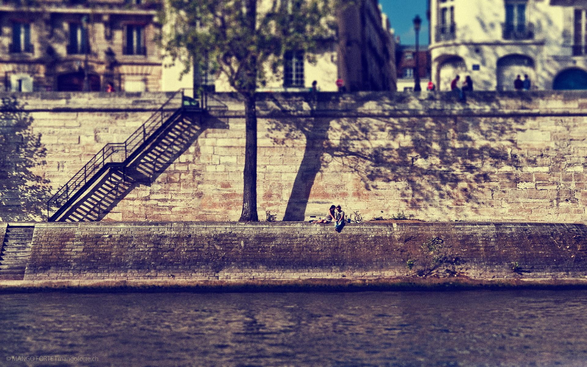 rivers, au, nature, france, la, romance, beautiful, paris, 3d and abstract, love, de, bord, water, seine, 1080P, HD Wallpaper