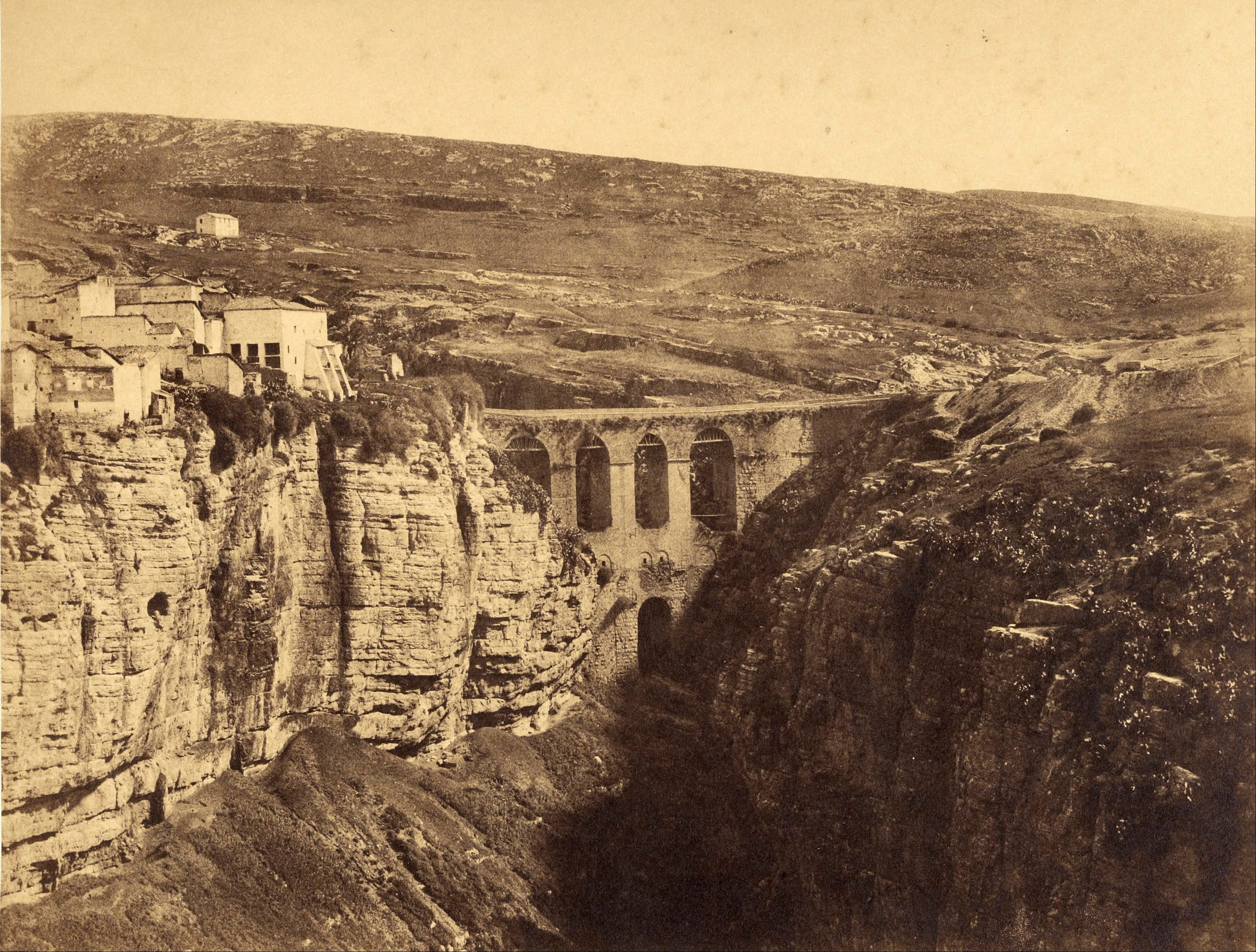 famous Place, Bridge, physical geography, geology, canyon, landscape, built structure, Constantine, architecture, river, ancient, El-Kantara, kantara, vintage, HD Wallpaper